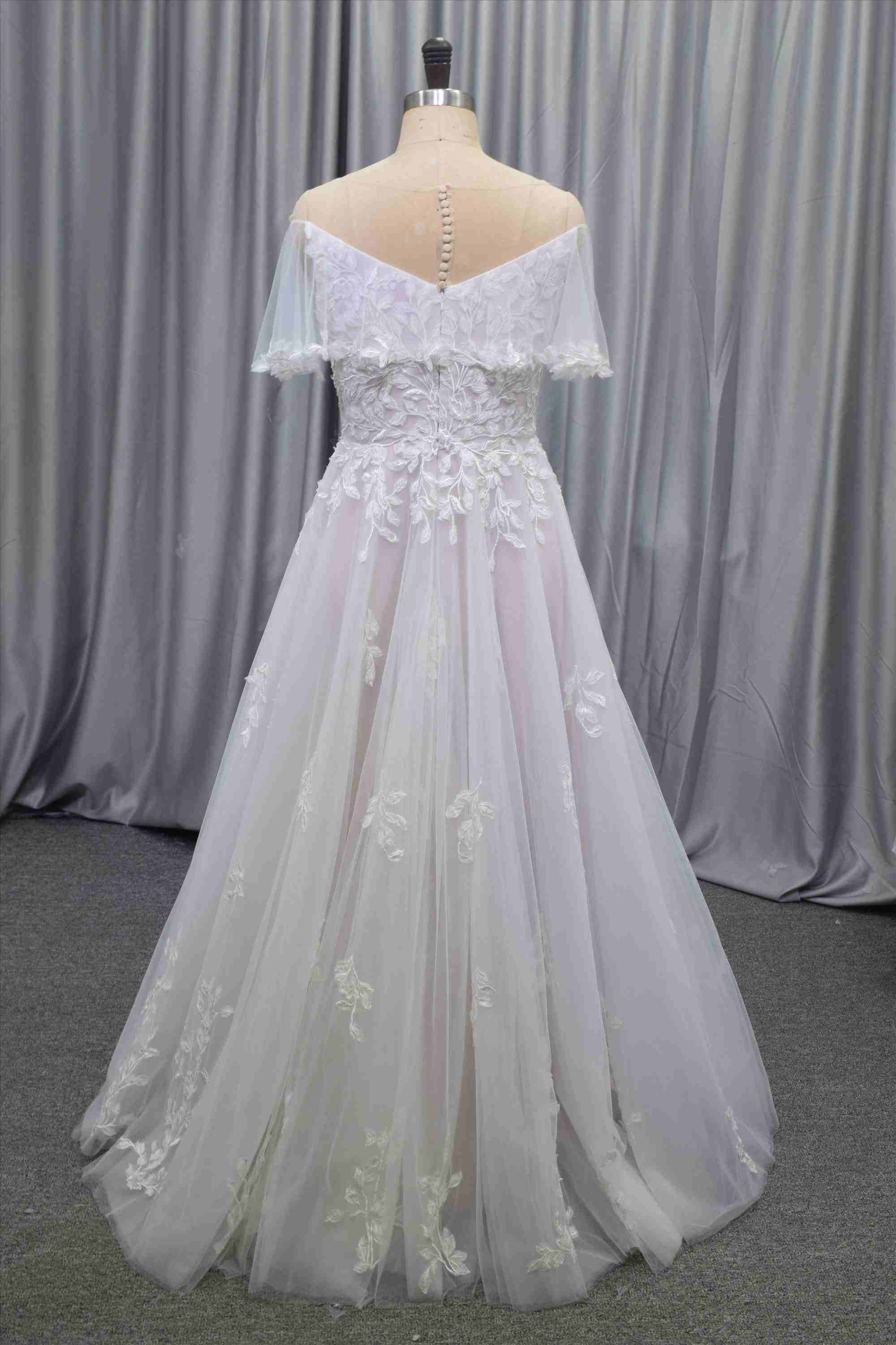 Colorful wedding gown two in one wedding dress with a detachable satin skirt
