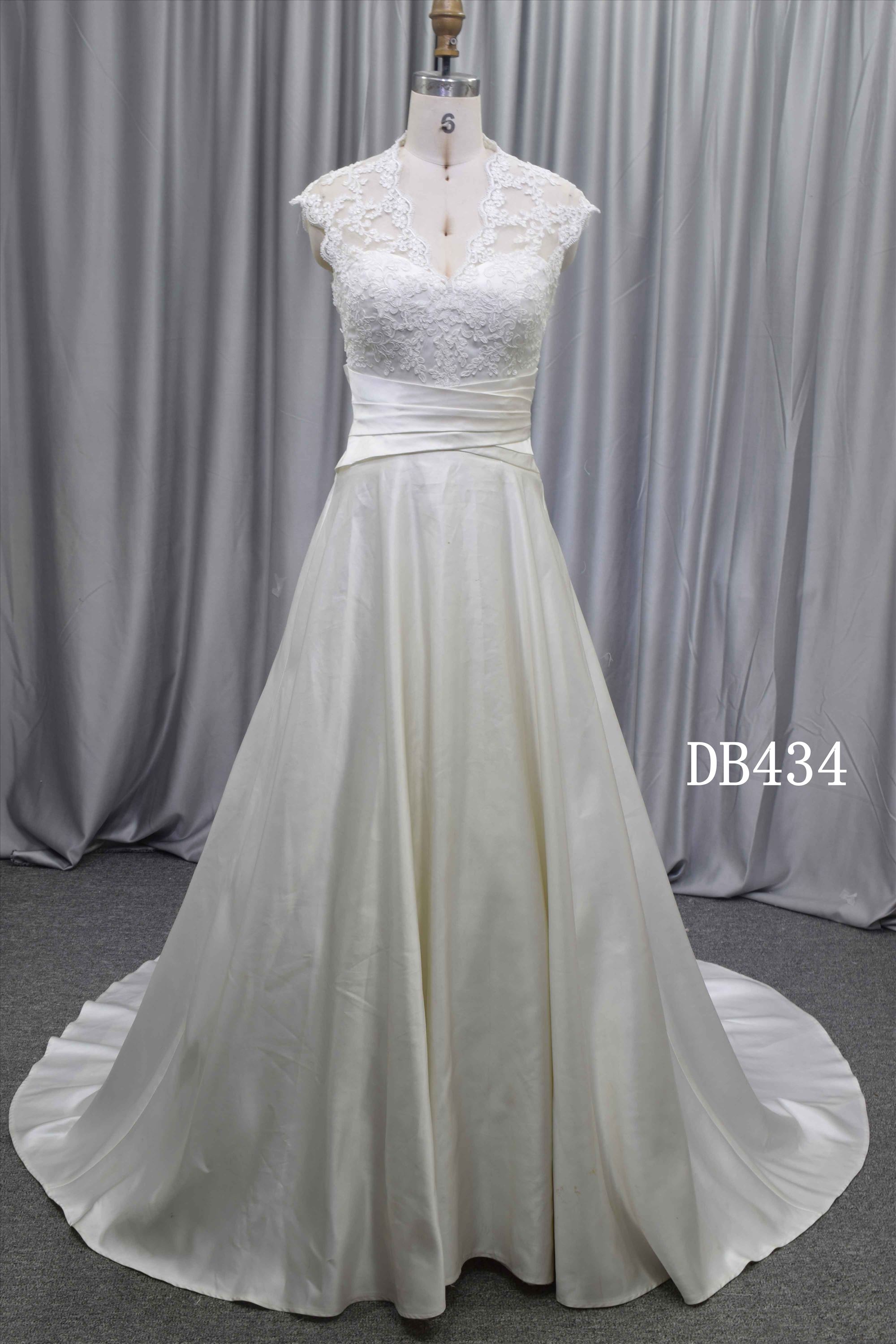 Sheath chiffon elegant wedding dress lace illusion straps bridal gown