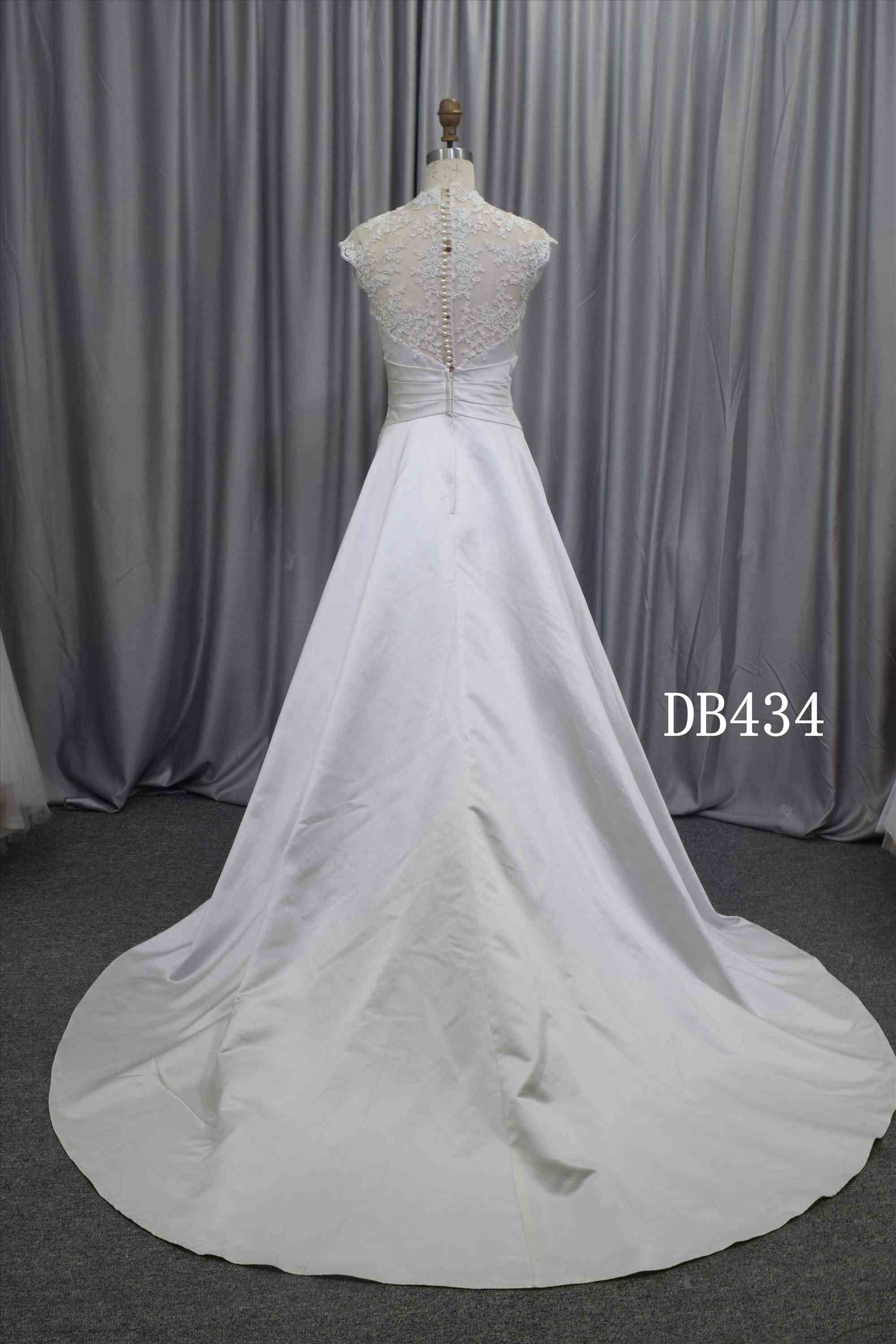 Sheath chiffon elegant wedding dress lace illusion straps bridal gown