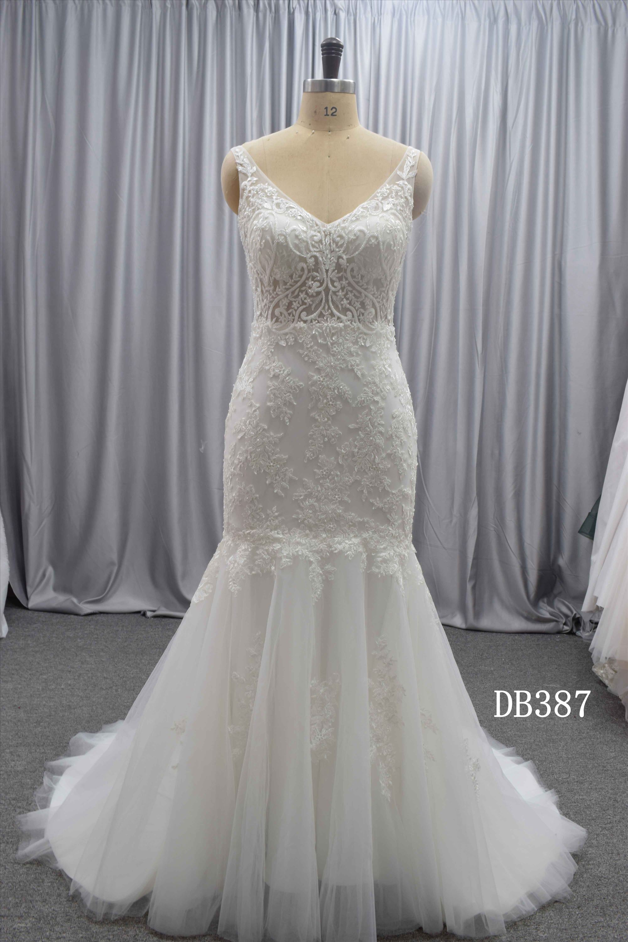 V neckline mermaid new design wedding dress