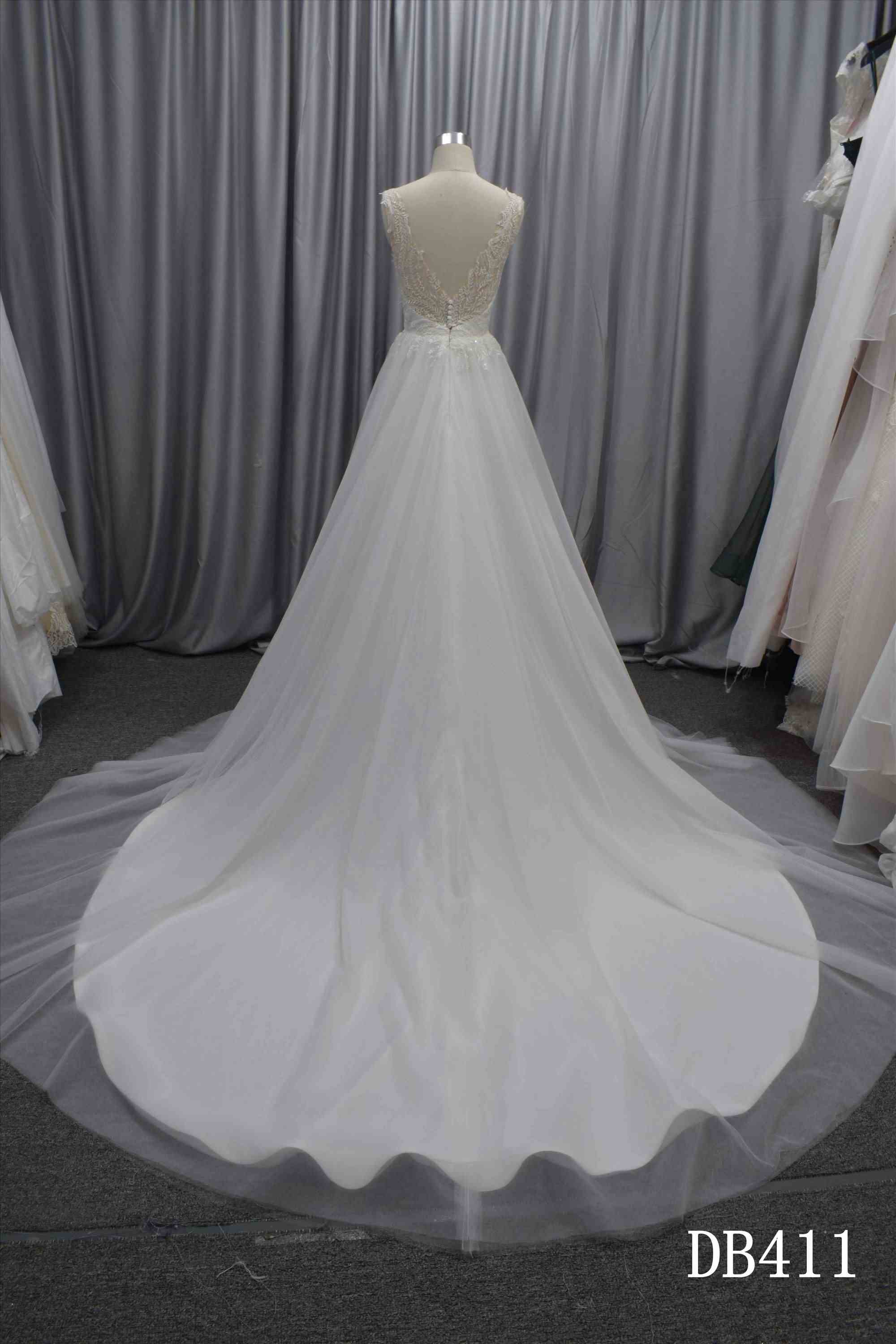 Princess A line latest design V back wedding dress