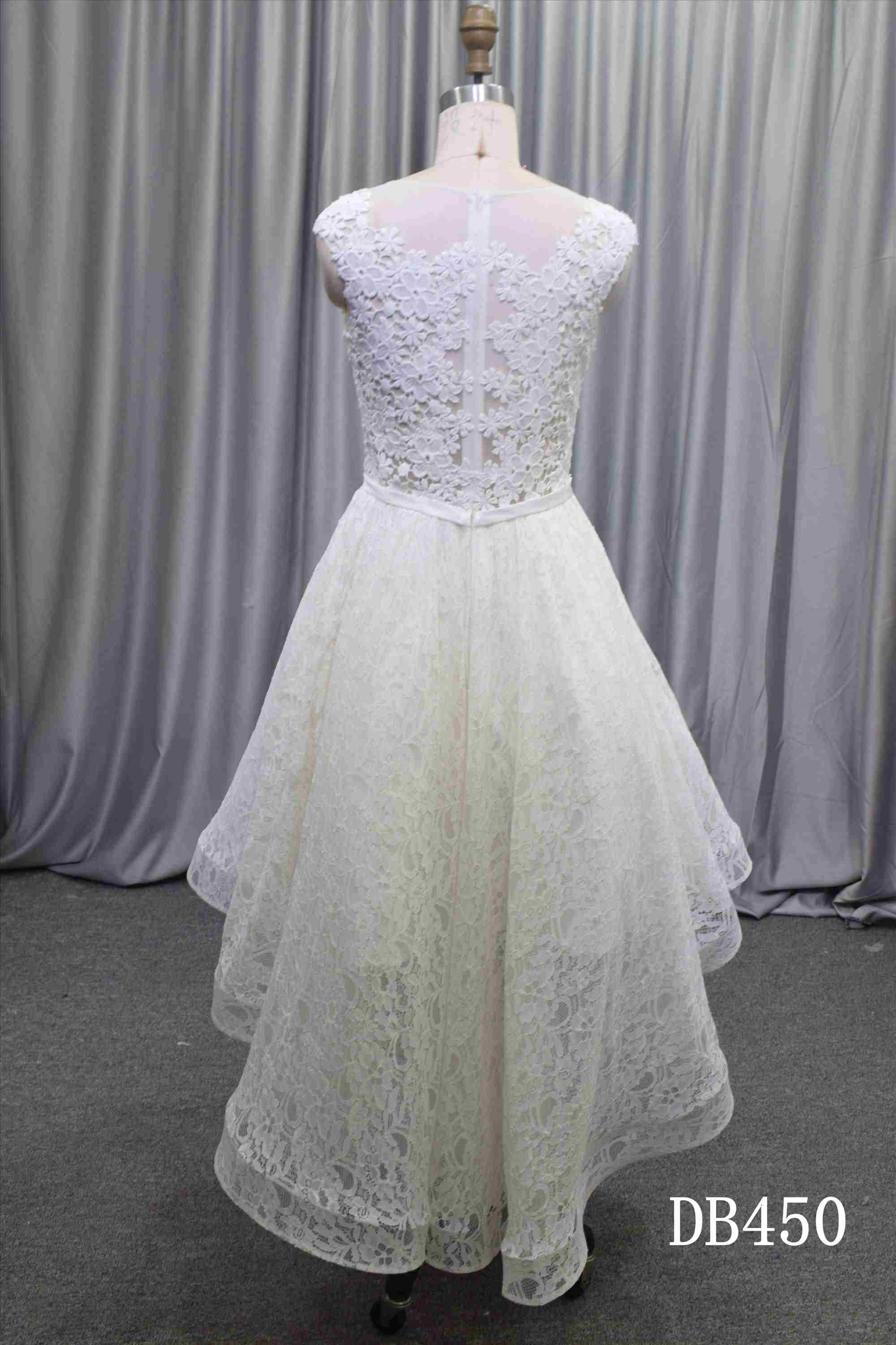 Lovely short wedding dress ivory lace bridal gown