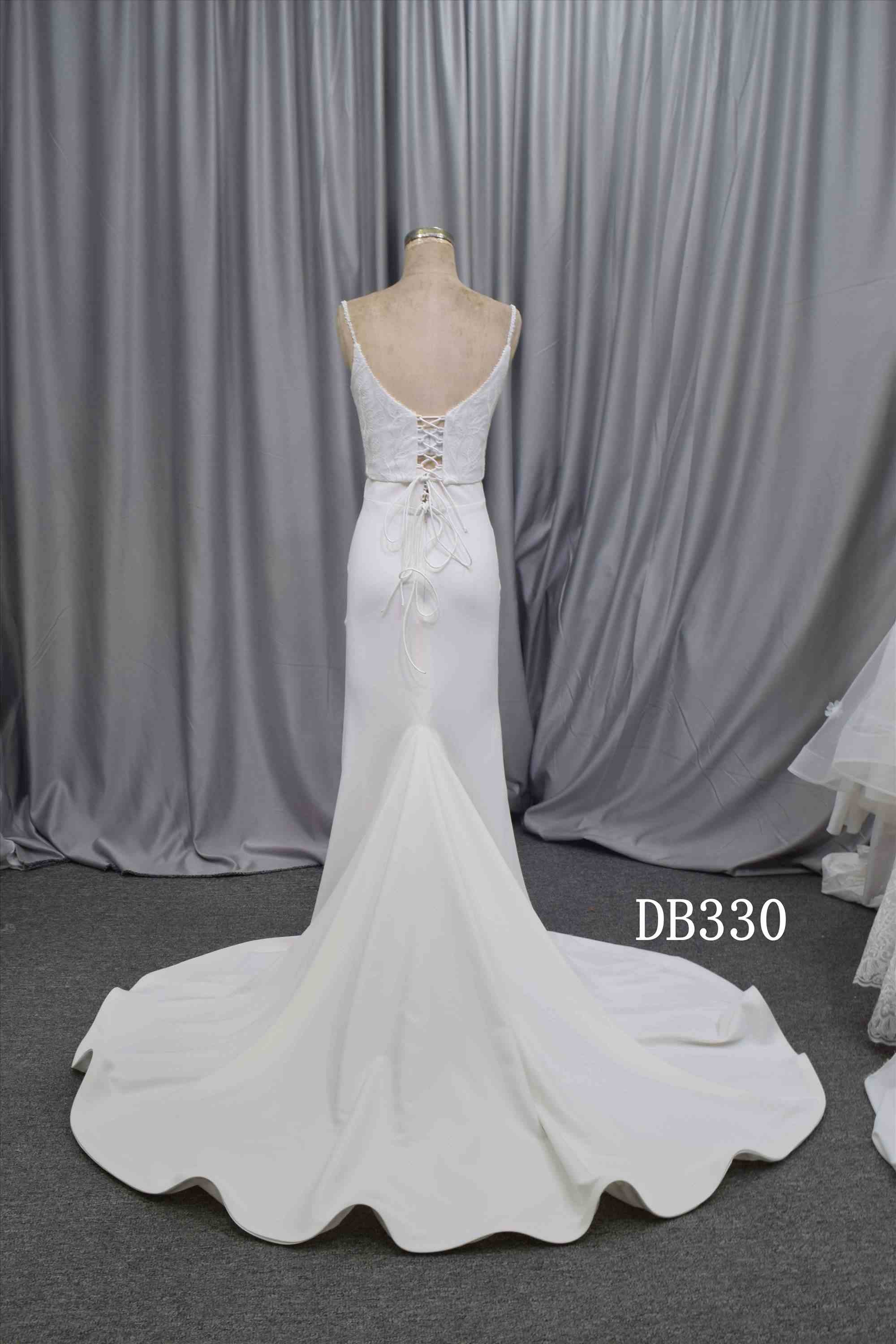 2 in 1 wedding dress crepe dress with lace bodice