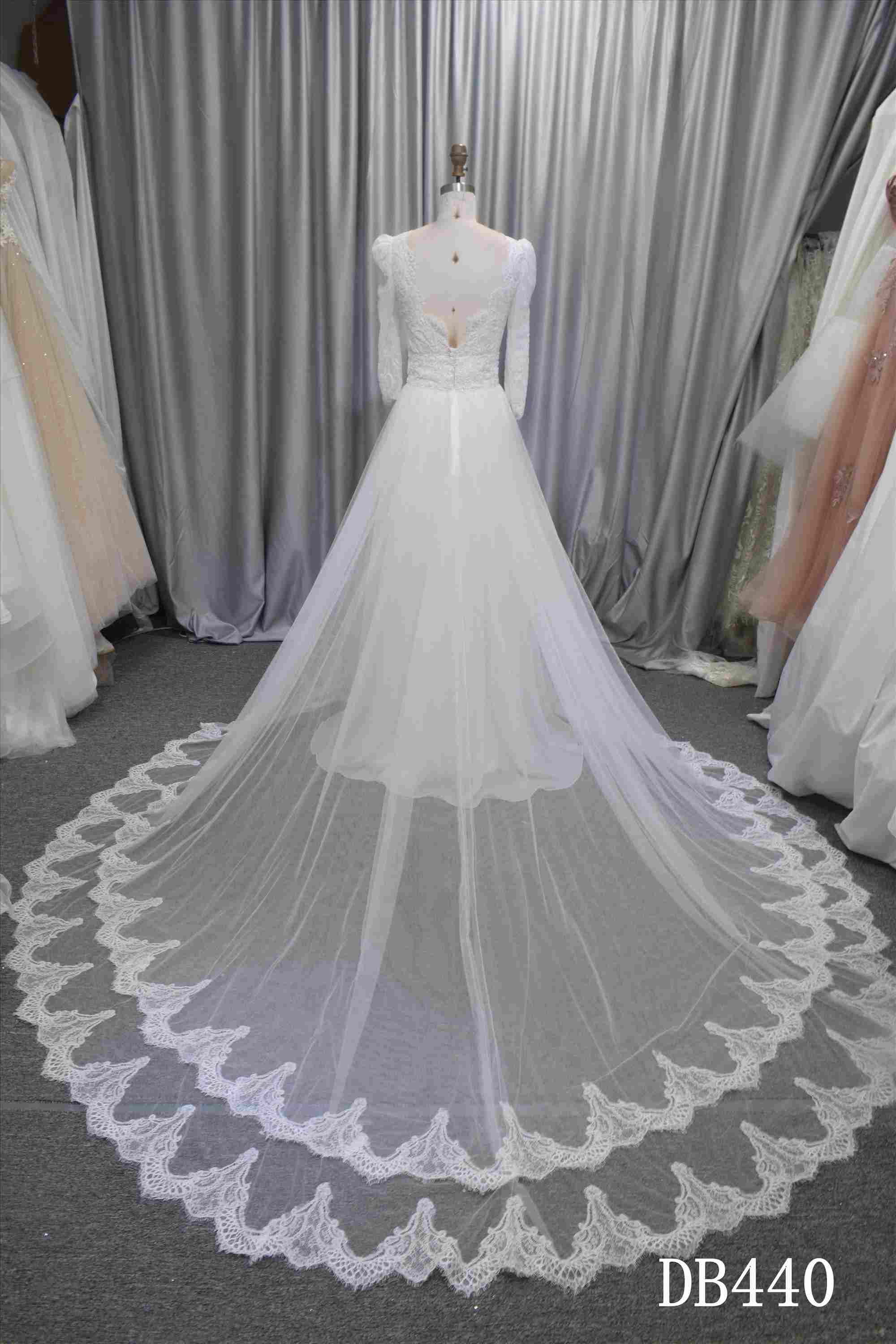 Princess A line bridal dress with a detachable lace skirt