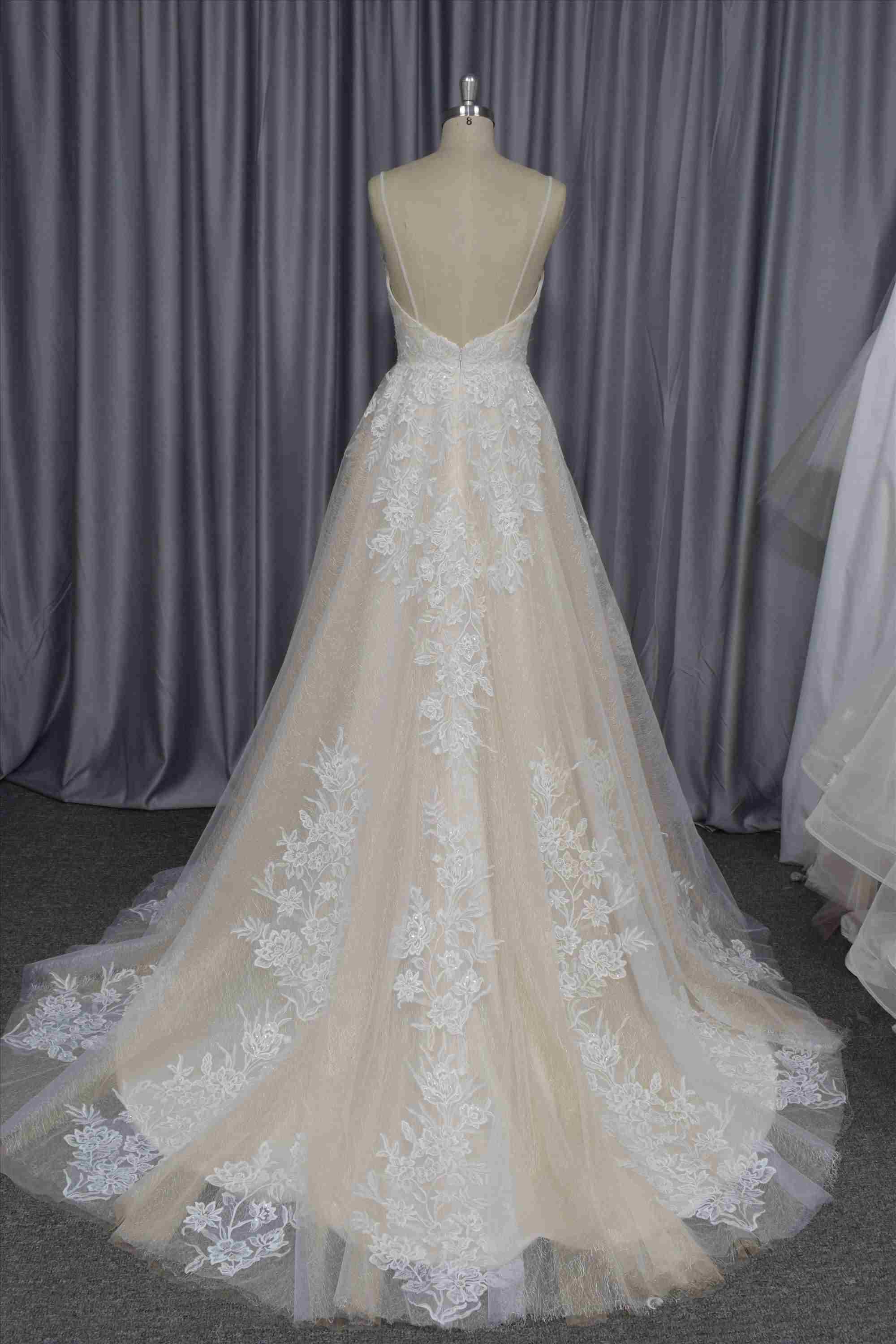 wholesale wedding dress in champagne color A line stock dress
