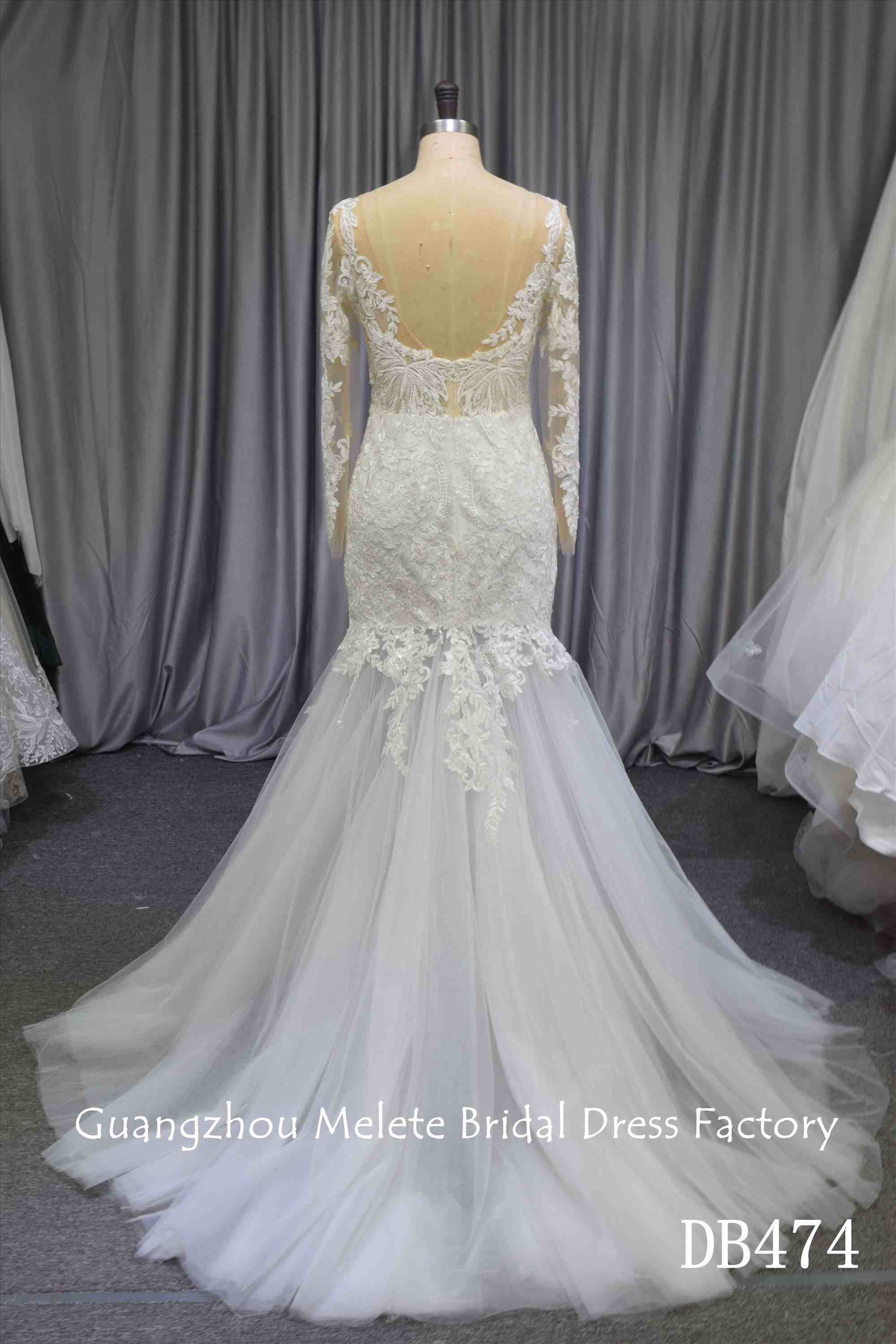 Custom made long sleeves mermaid gown