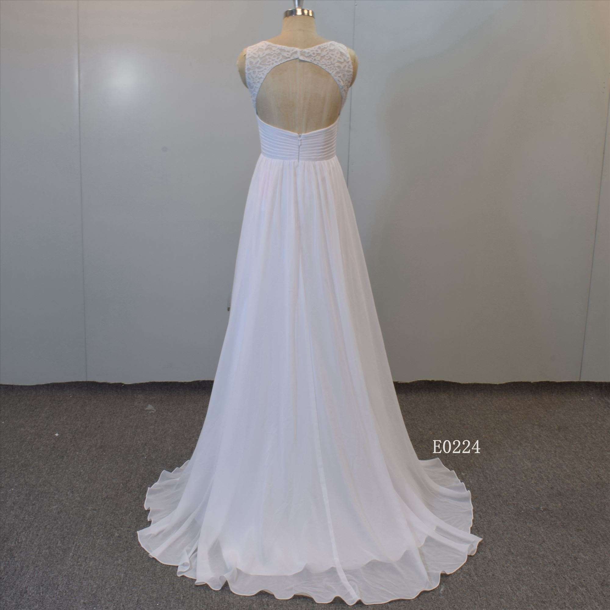 Guangzhou Factory A Line Wedding Dress Lace Chiffon Bridal Dress Wedding Dress