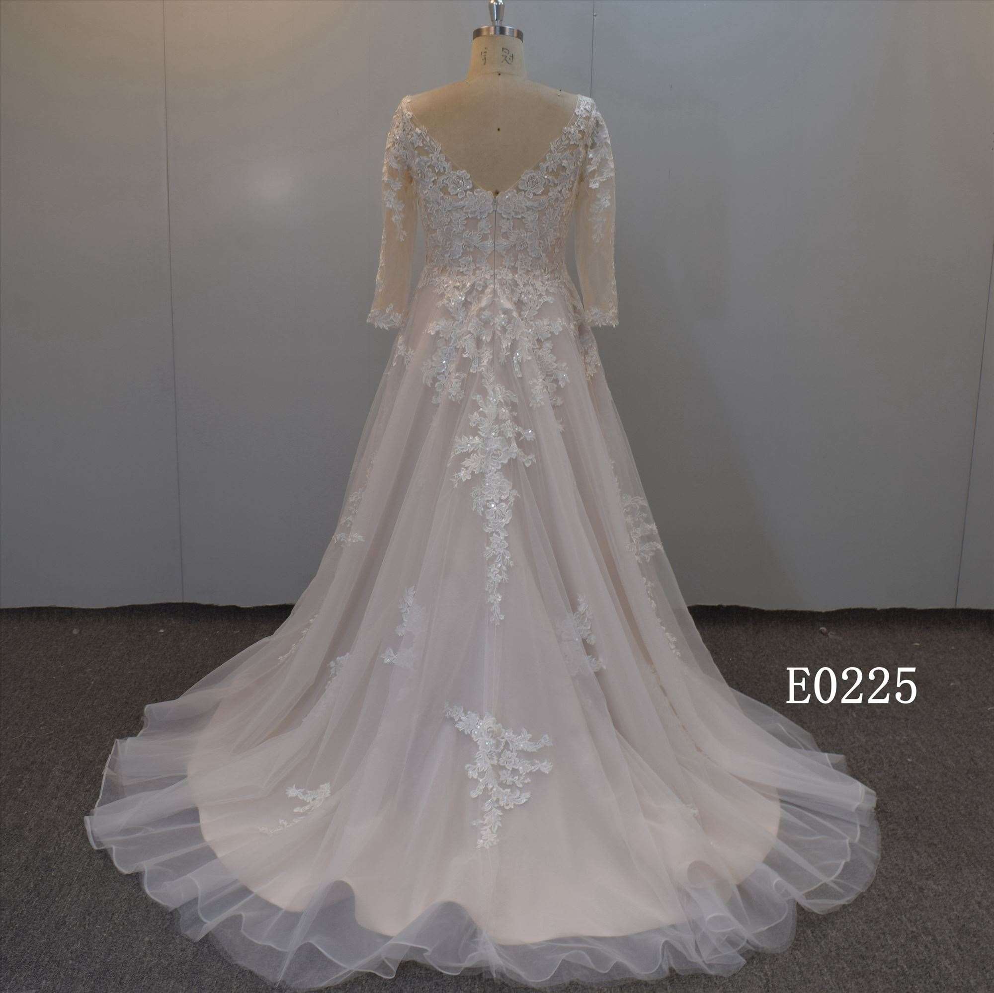 Plus Size Wedding Gown With Long Sleeve Ceremonial Bridal Gown