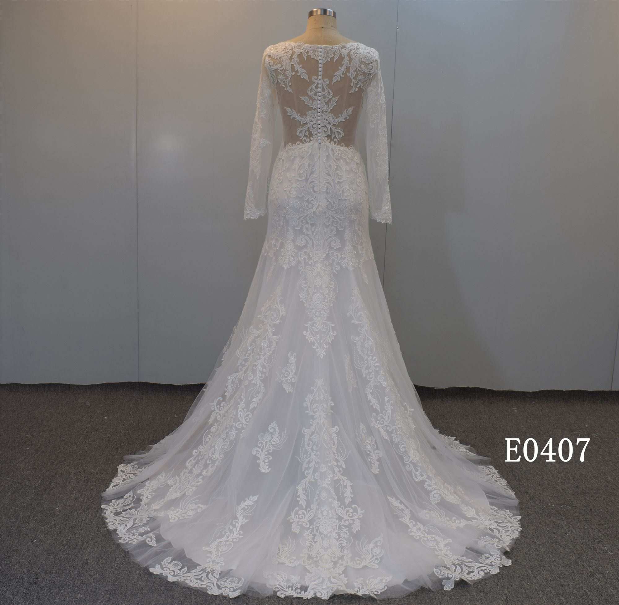 Sexy Illusion top design tulle with polyester fabric bridal gown