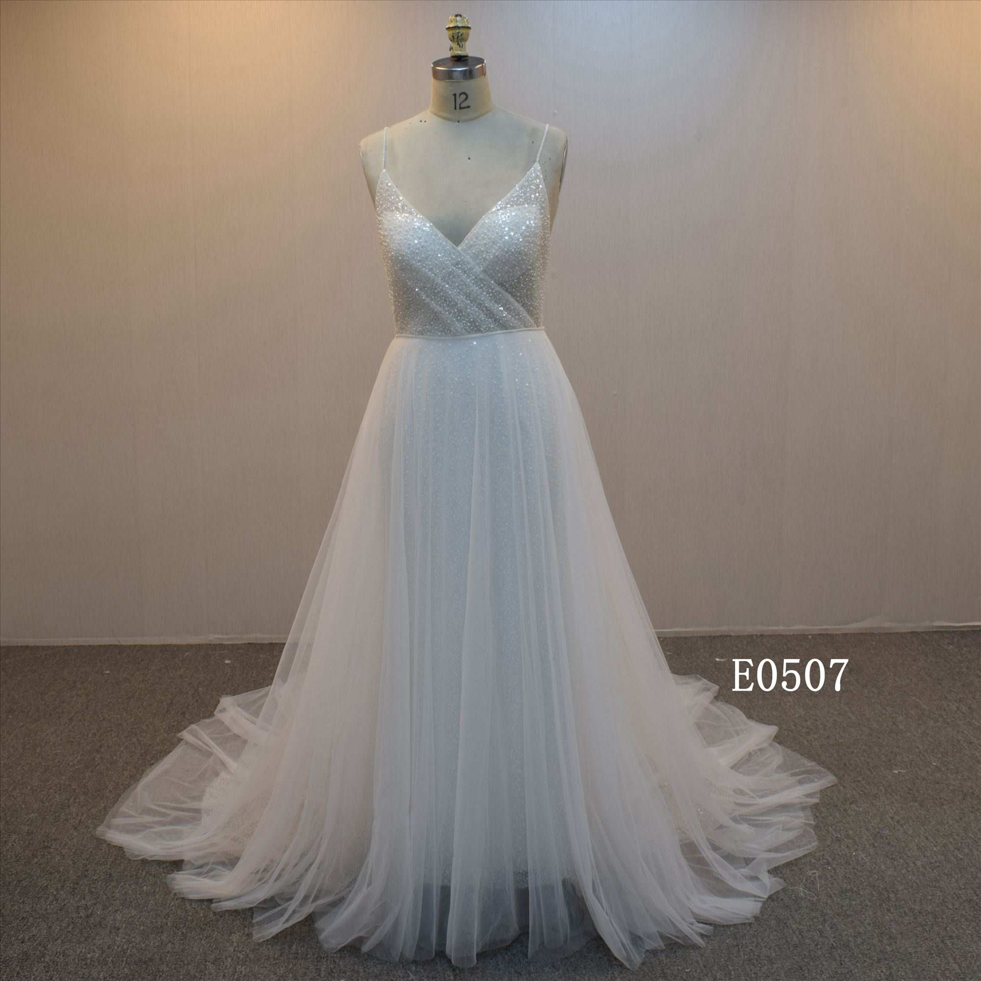 Custom Beaded Mermaid Bridal Dress And High Quality Backless Wedding Dress With Over Skirt