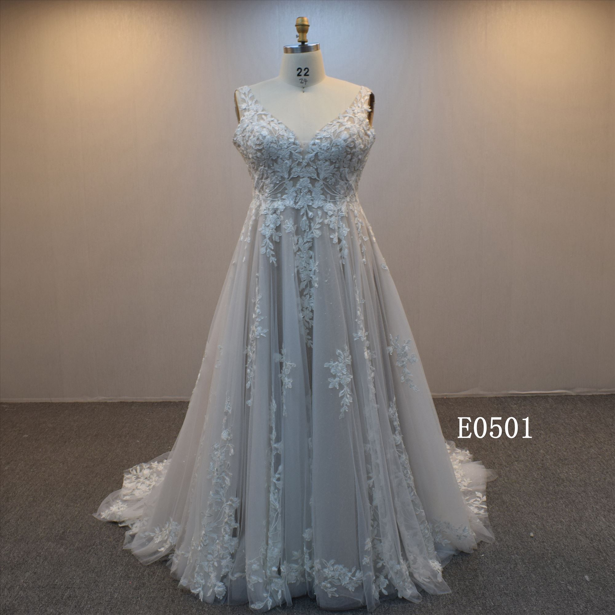 Customized Plus Size Wedding Dress A Line With Lace Applique Bridal Gown