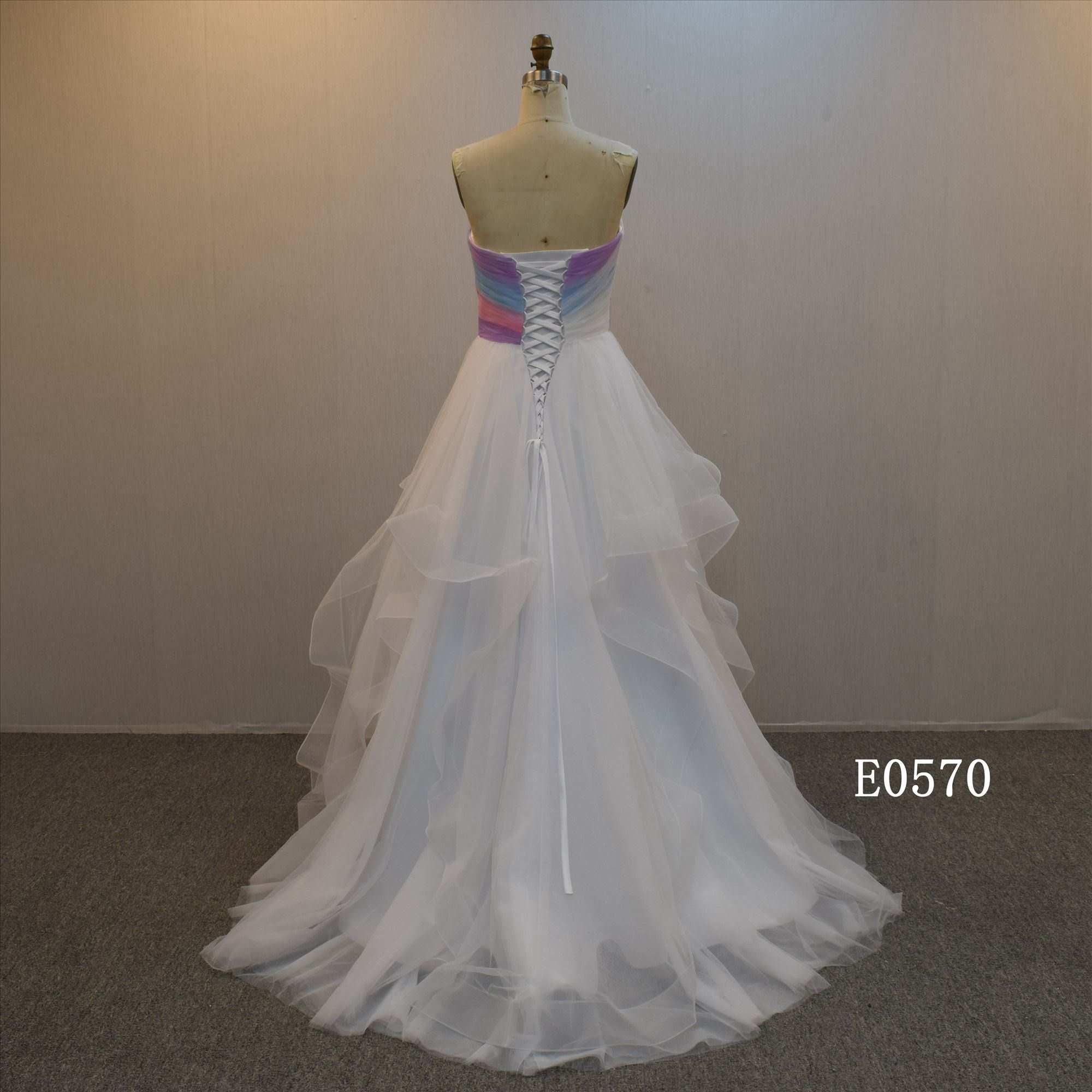 Colorful Bridal Gown With Ruffles Skirt Wedding Dress Wholesale In China