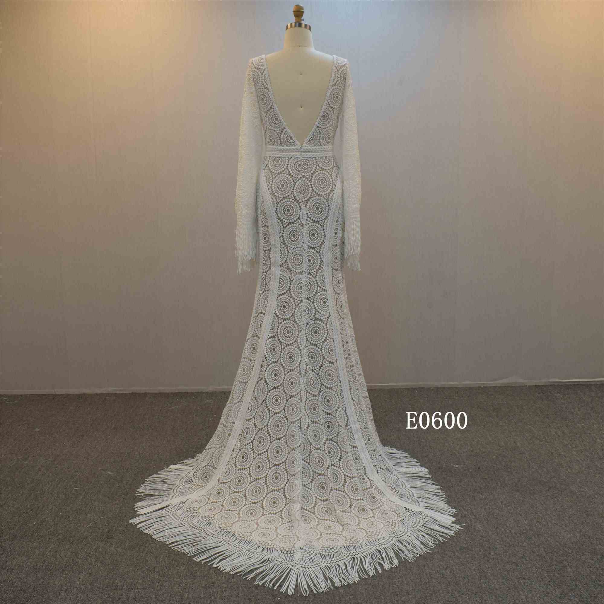 Boho Style Wedding Dress With Princess Long Sleeves  Bridal Dress