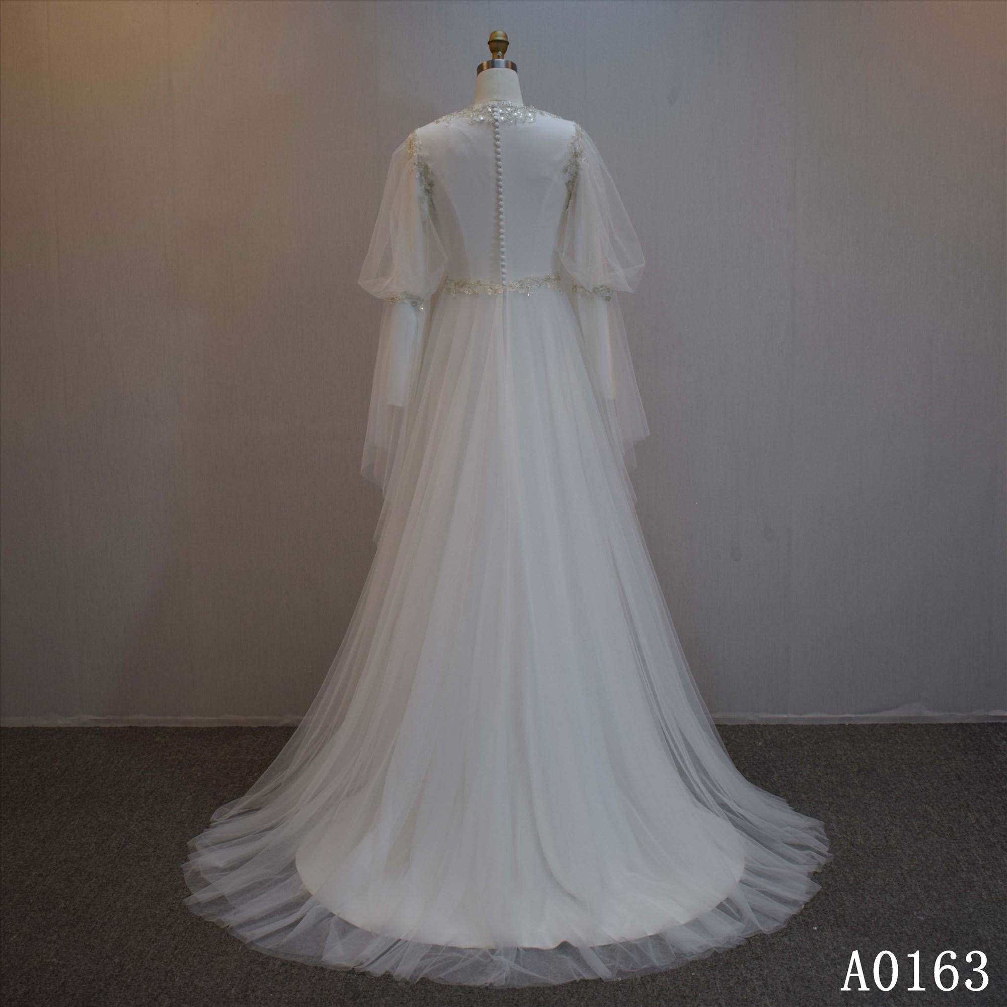 A Line Long Sleeve Bridal Dress