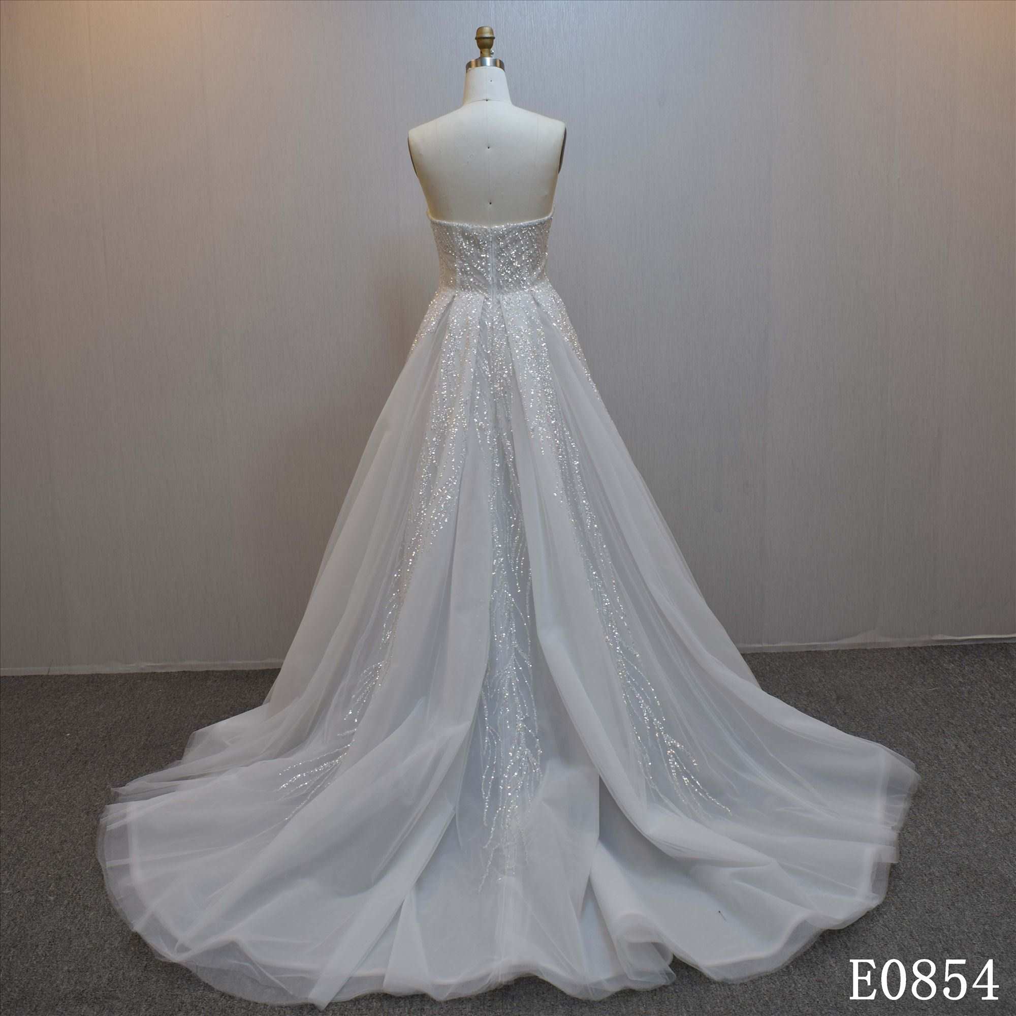 Plus sizeA-line bridal dress guangzhou factory made elegant Beading bridal dress
