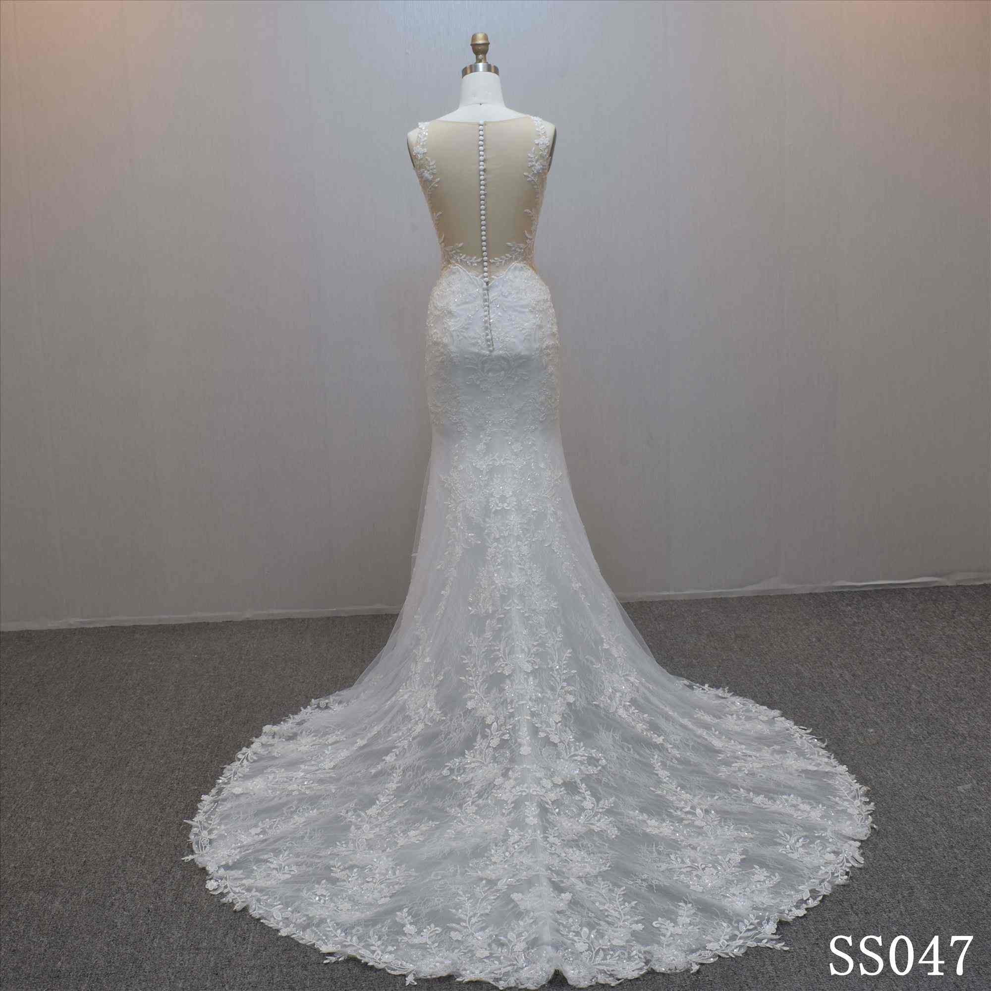 Lace  Mermaid bridal dress guangzhou factory made elegant Applique bridal dress