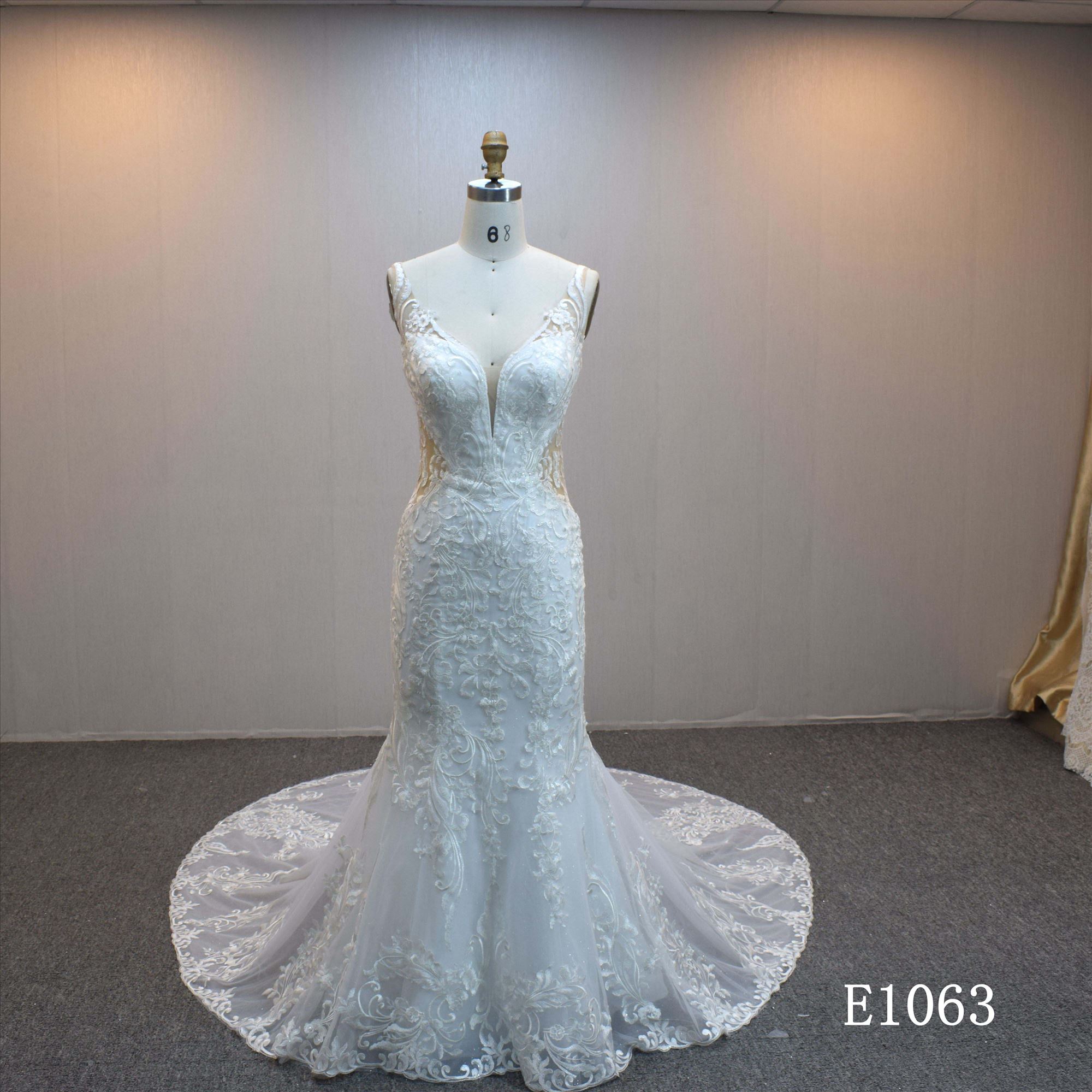 Lastest design Mermaid bridal dress guangzhou factory made elegant Lace bridal dress