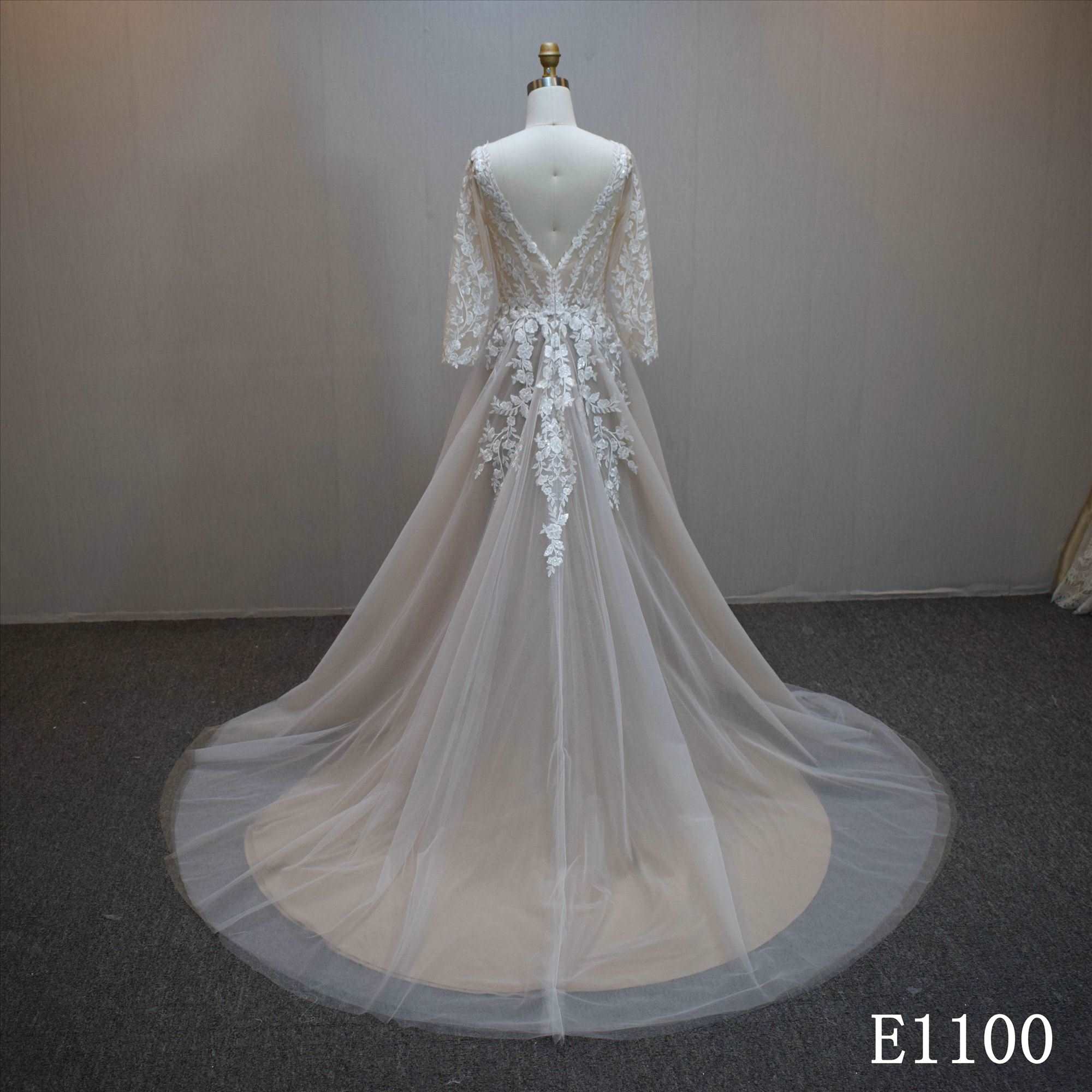 Lastest design A-line bridal dress guangzhou factory made elegant bridal dress