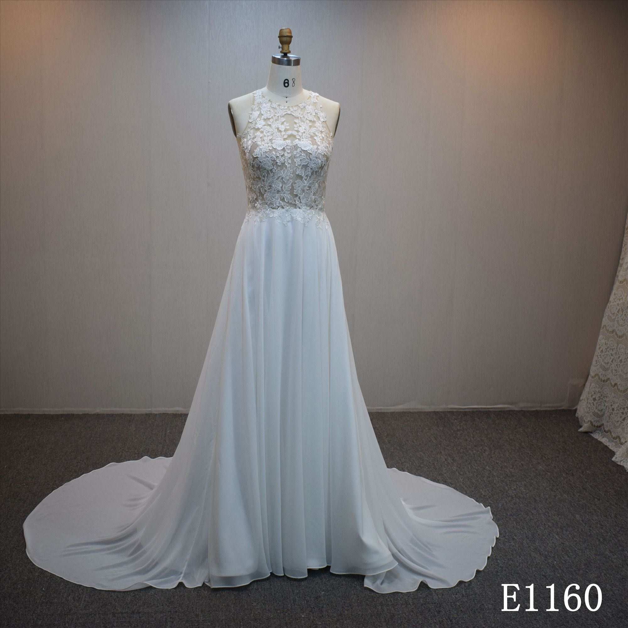 Lastest design  A-line bridal dress guangzhou factory made elegant bridal dress