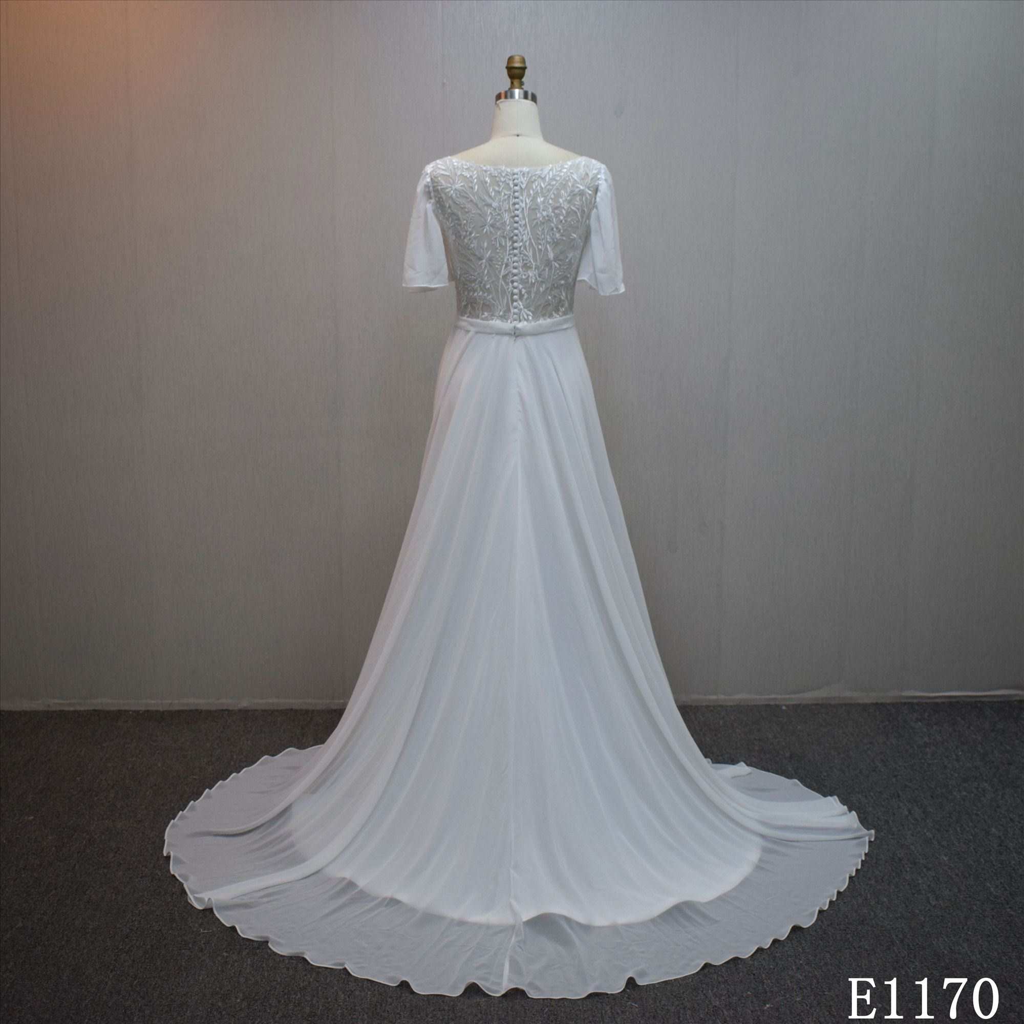 Lastest design  A-line bridal dress guangzhou factory made Lace bridal dress