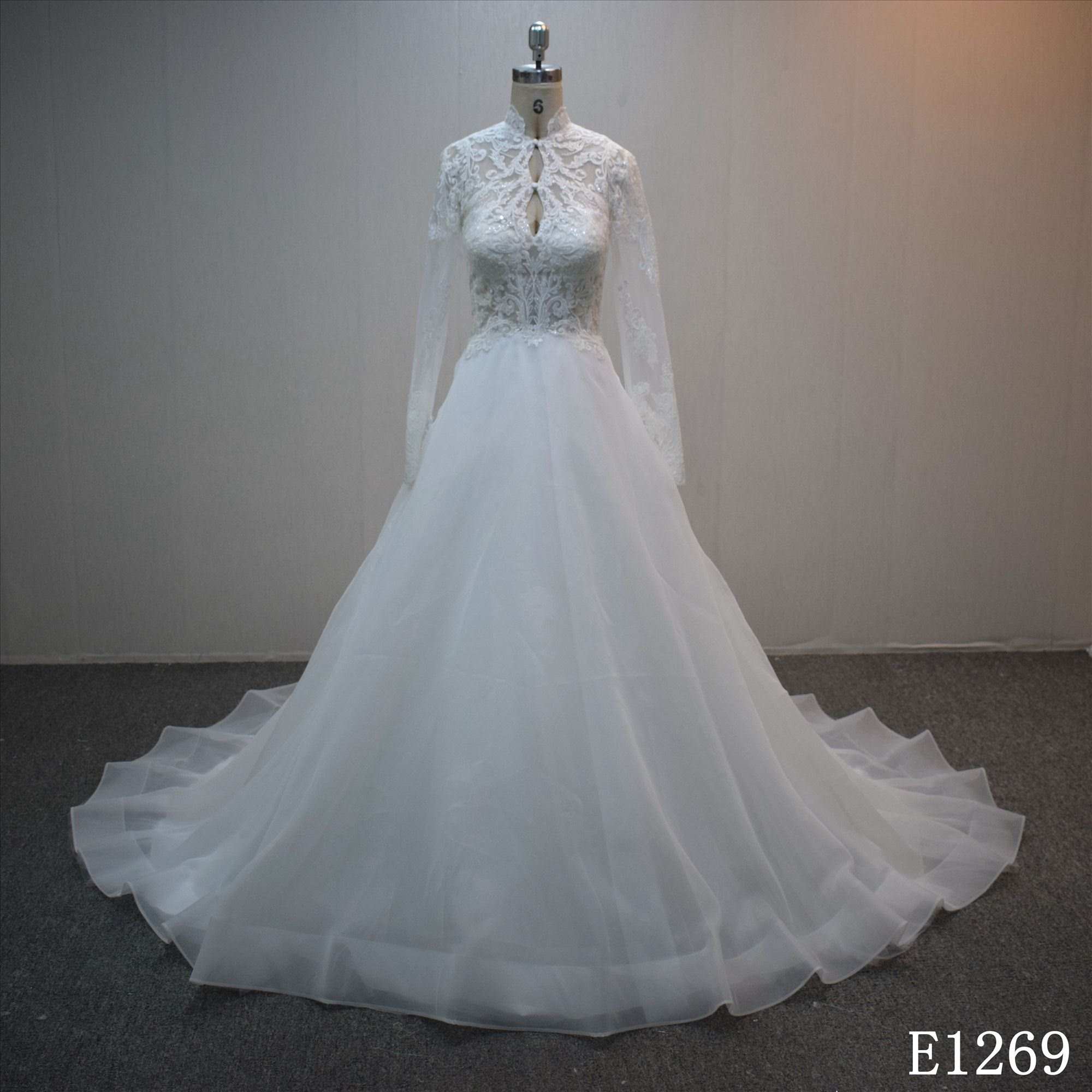 Special design A-line bridal dress guangzhou factory made Lace bridal dress