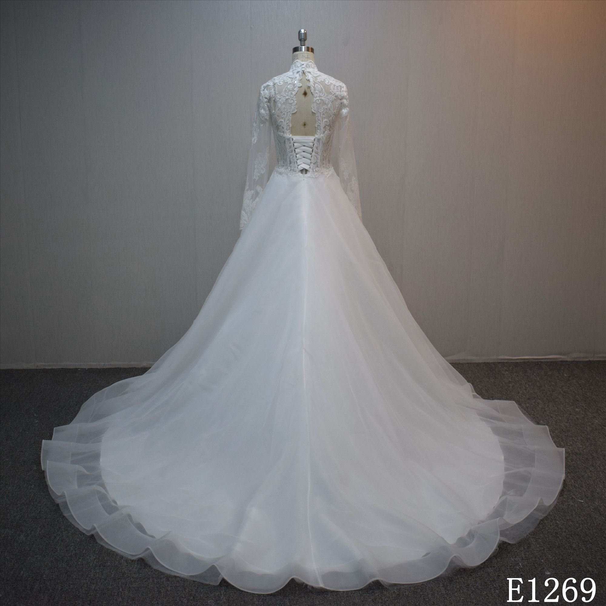 Special design A-line bridal dress guangzhou factory made Lace bridal dress