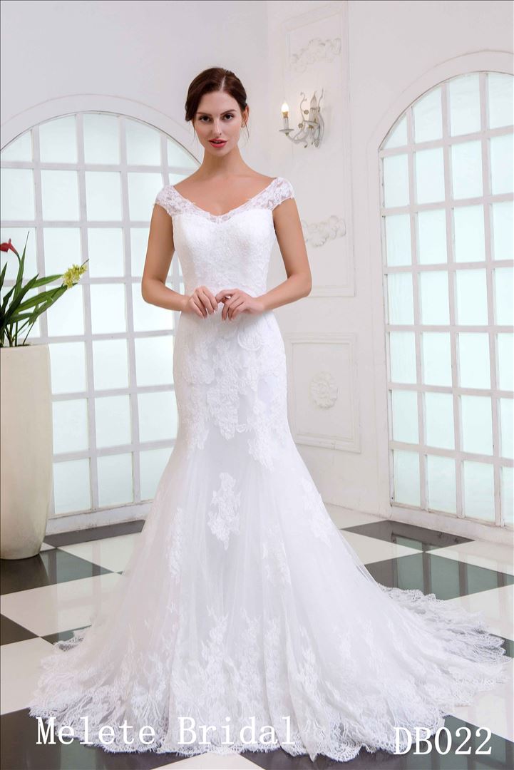 Mermaid V Neckline Neckline Backless Wedding Gown
