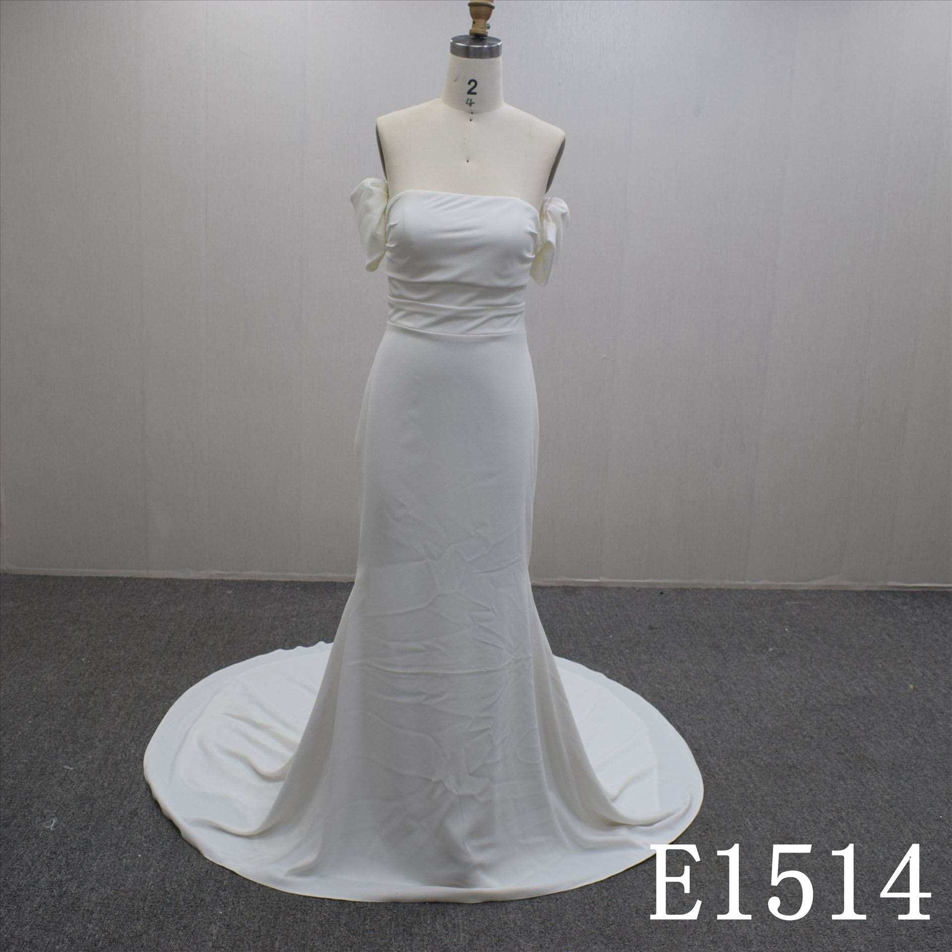Graceful Off Shoulder Satin Mermaid Hand Made Bridal Dress