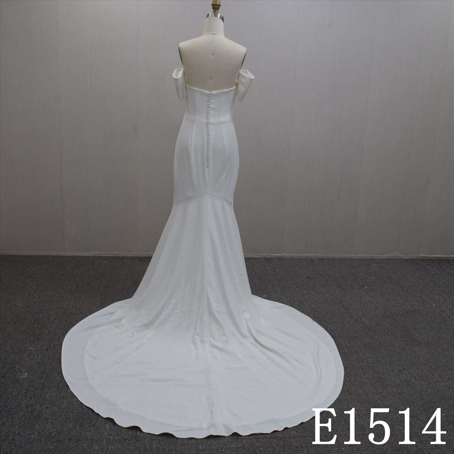 Graceful Off Shoulder Satin Mermaid Hand Made Bridal Dress