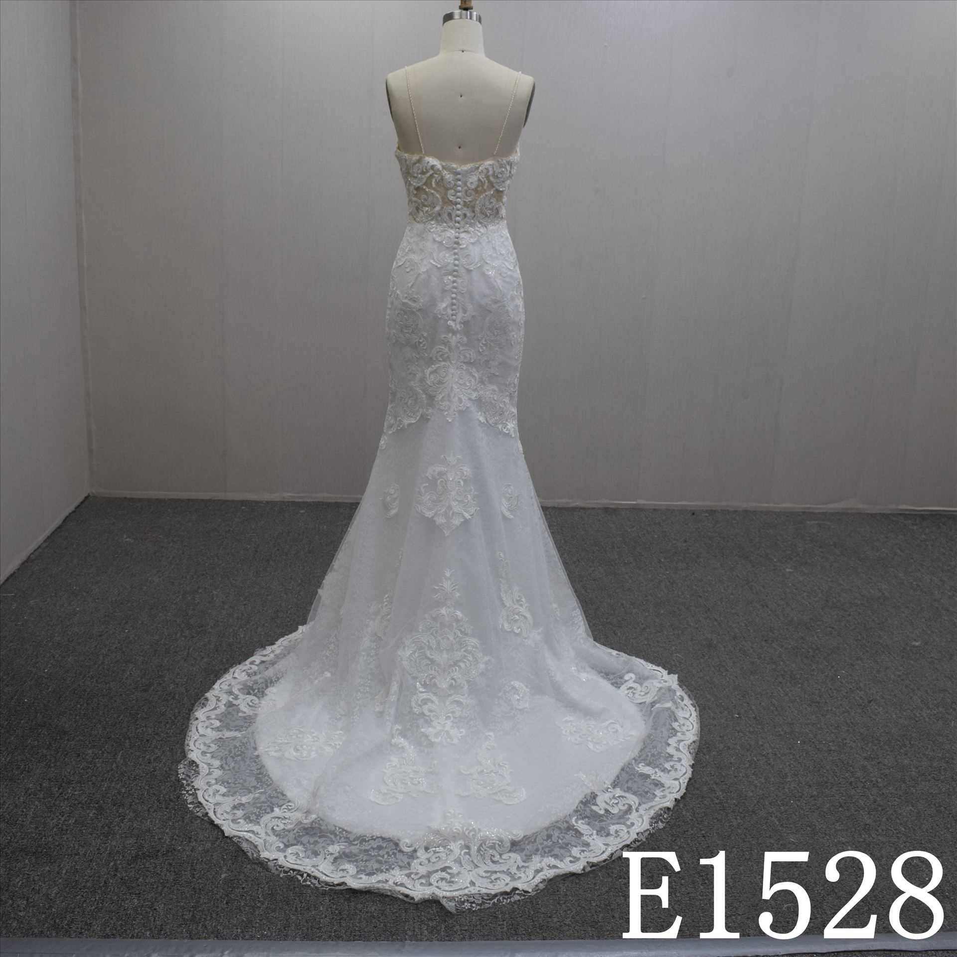 Graceful Spaghetti Straps Lace Flower Mermaid Hand Made Bridal Dress