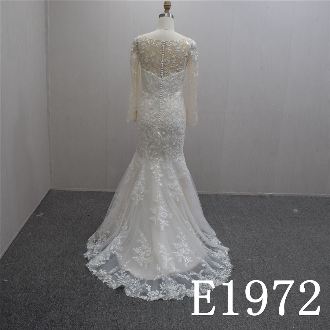 Summer Princess ILLUSION Mermaid Lace flower Hand Made Bridal Dress