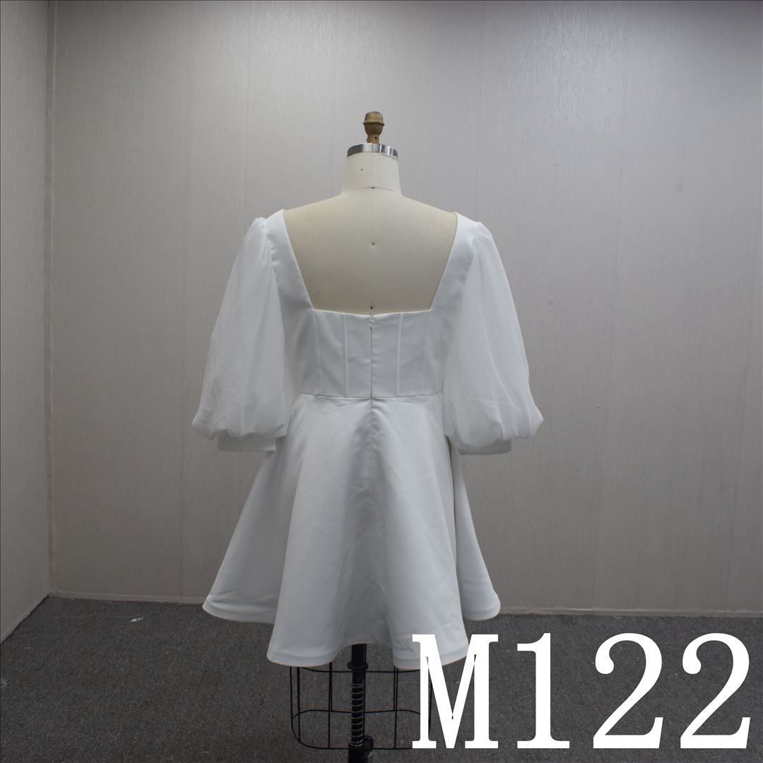 V-neckline Bridal dress with Short Bubble Sleeves