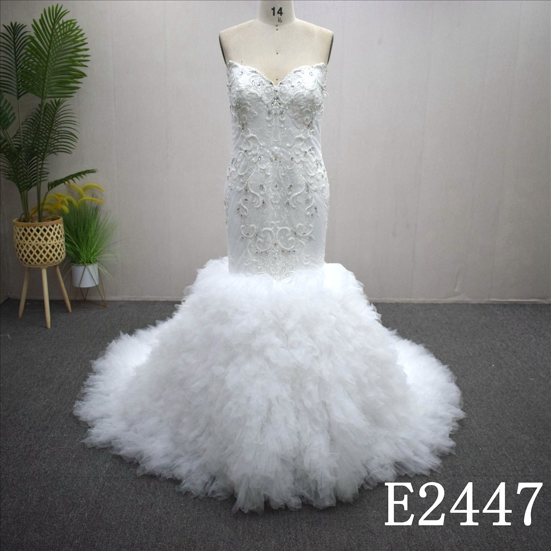 Luxury Lace Mermaid Wedding Dress V neck Bridal Gowns For Women