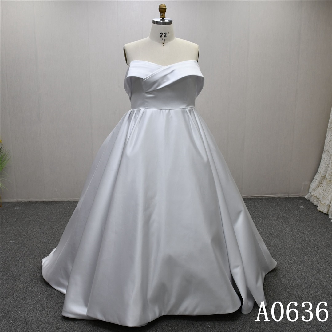 Elegant Demure Simple Strap Pleated A-line Princess Style Trailing Bridal Gowns