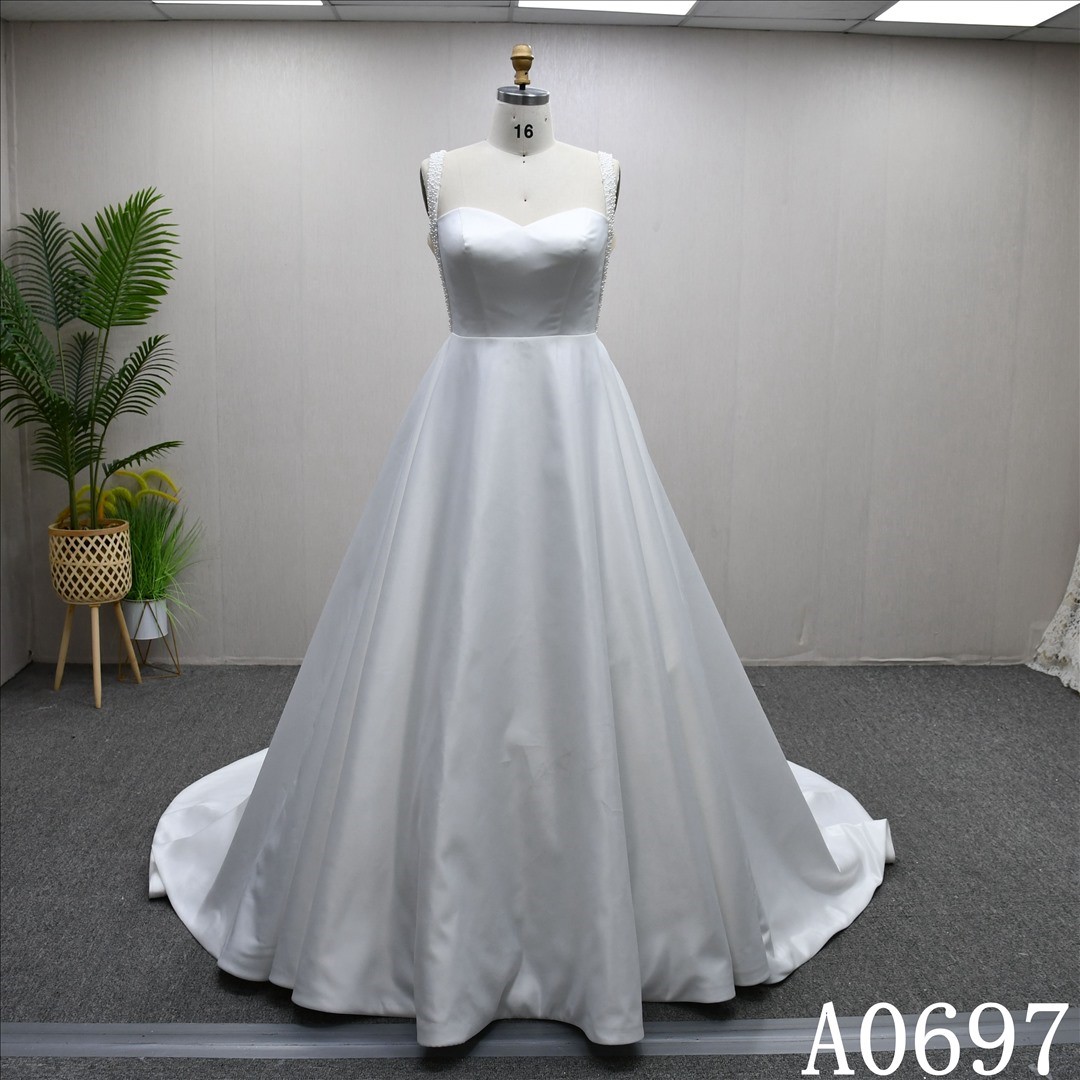 2025 New Design Simple Plain A-line Elegant High Quality Wedding dress