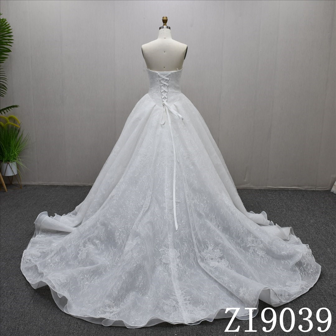 Elegant Chest Wrap Applique Sequins Gentle High Quality A-line Wedding Dress