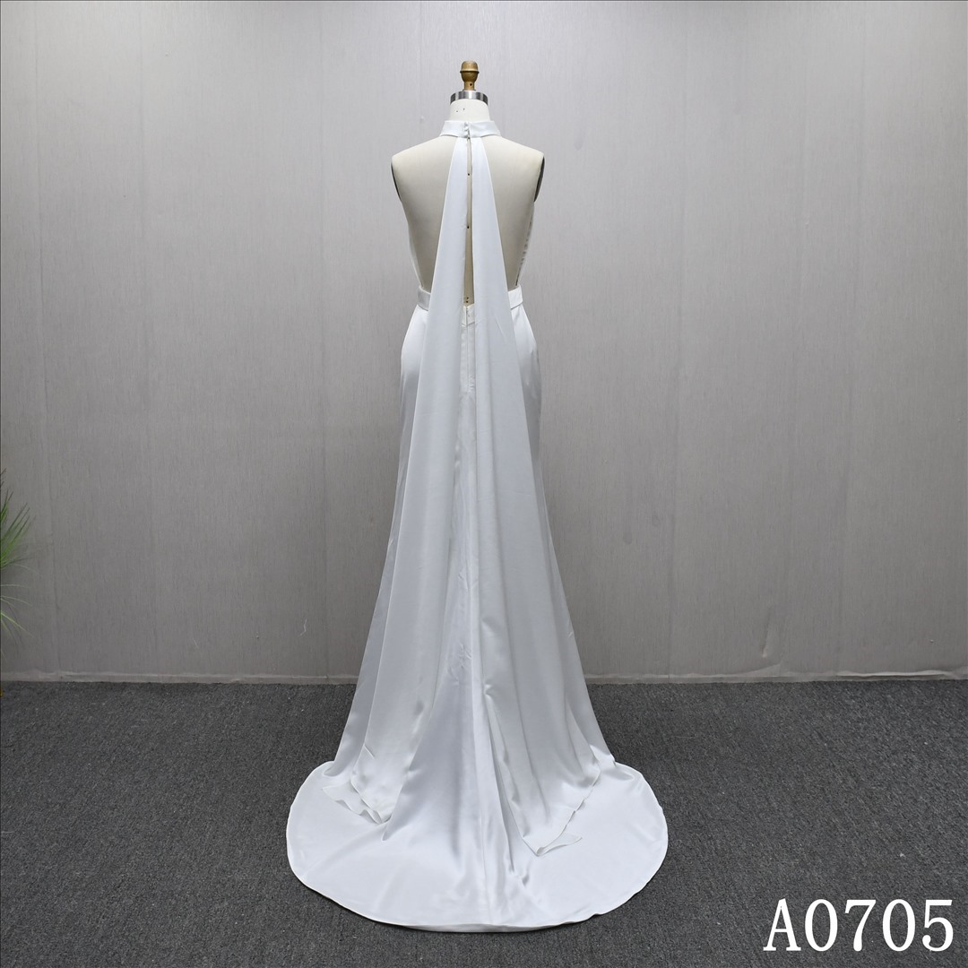 2025 Halter Hot-selling Elegant High Quality Satin Mermaid Fashion Wedding Dress