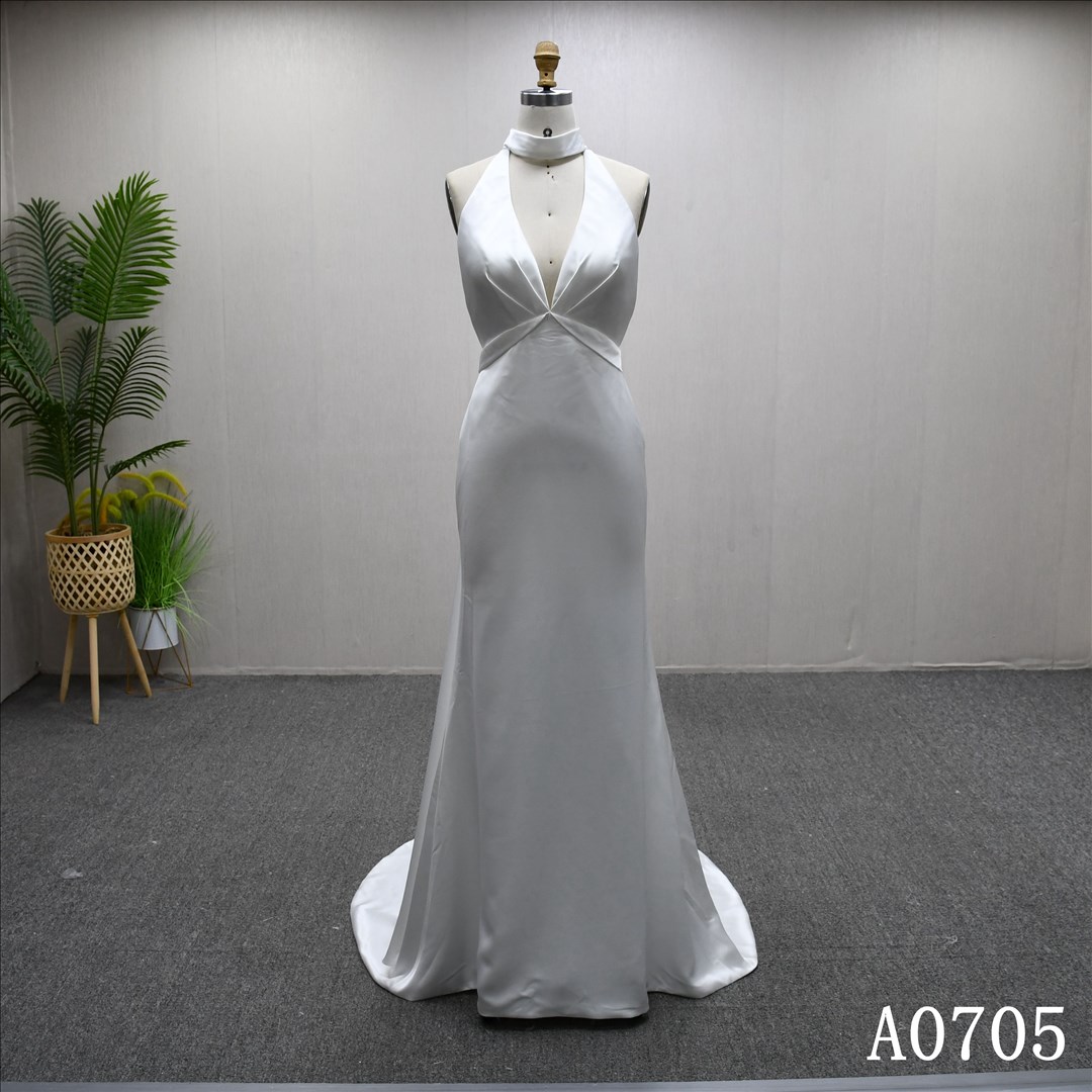 2025 Halter Hot-selling Elegant High Quality Satin Mermaid Fashion Wedding Dress