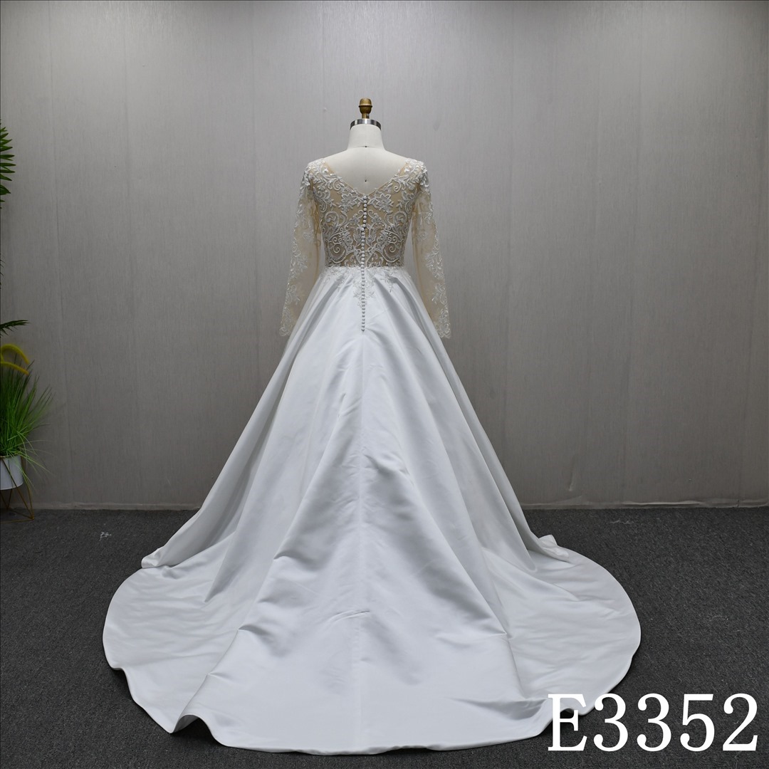 2025 Long Sleeve Applique Lace Hot Selling High Quality A-line Wedding Dress