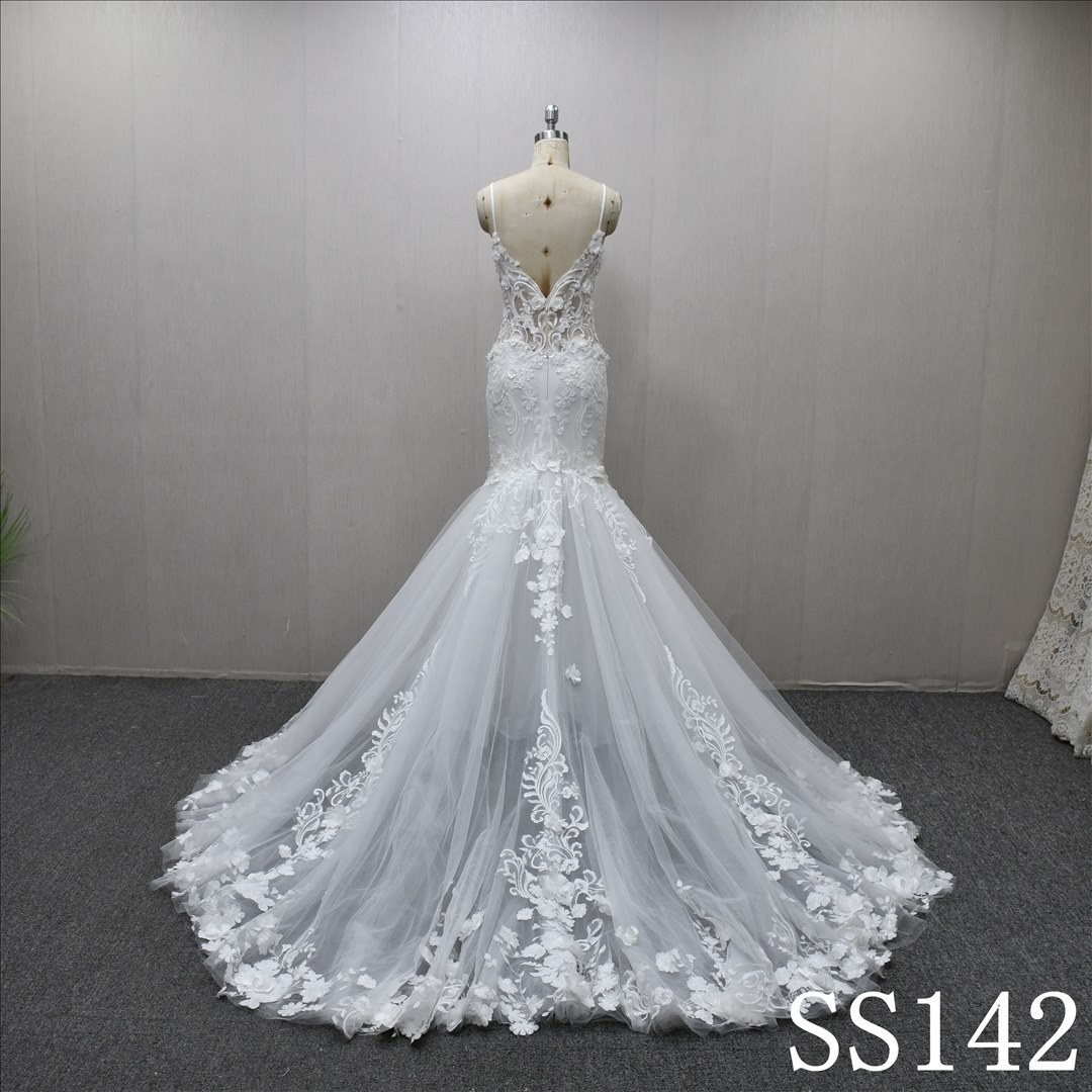 Luxury Applique Elegant Gentle Illusion Sheath Mermaid Fashion Wedding Dress
