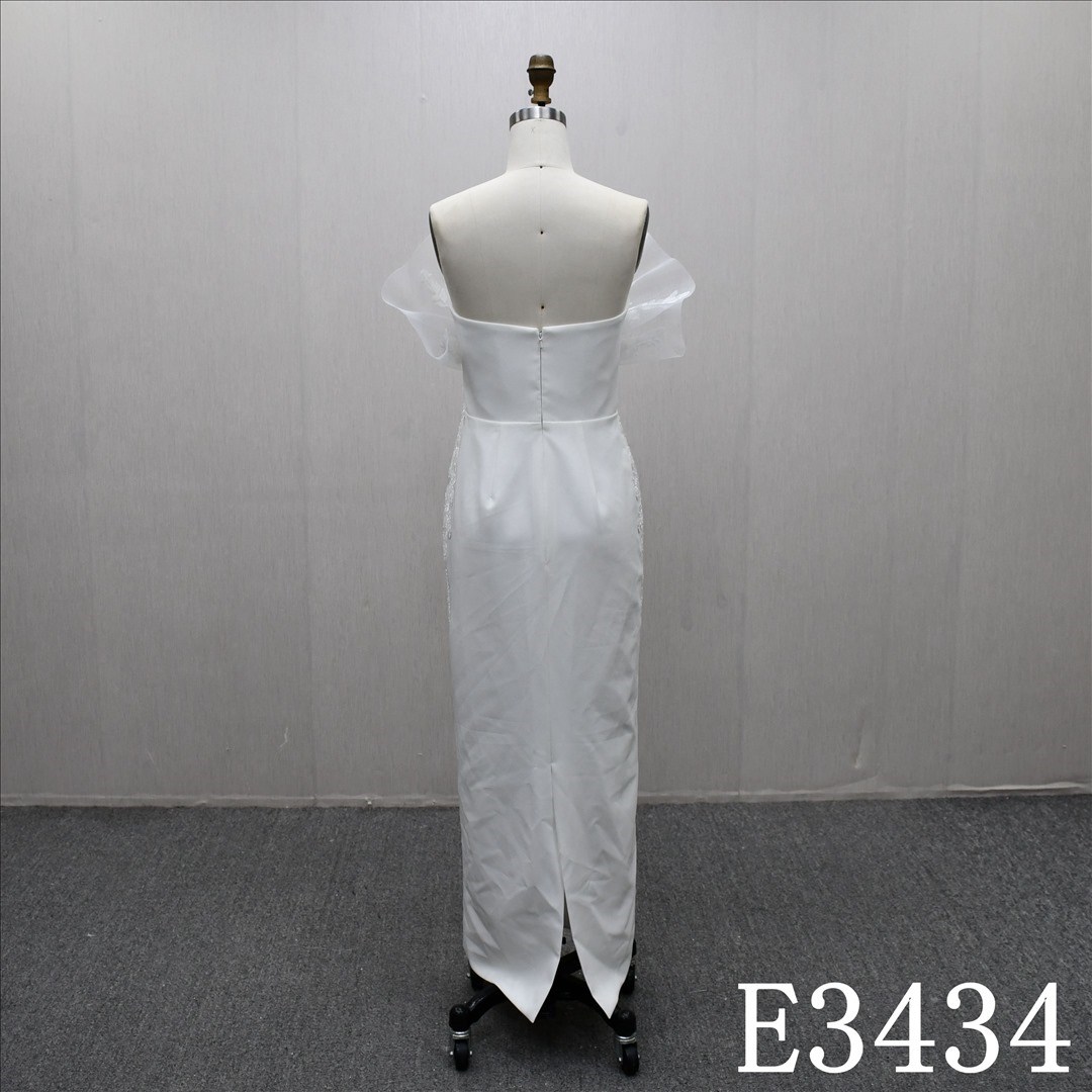 2025 New Design Luxury Lace Applique Beaded Sheath Popular Elegant Wedding Dress