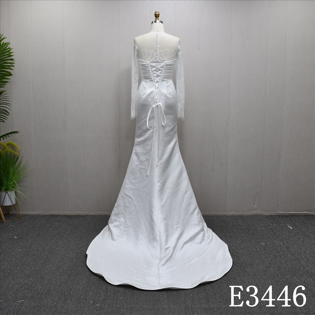2025 Illusion Lace High Waist Pleat Sheath Mermaid Popular Elegant Wedding Dress