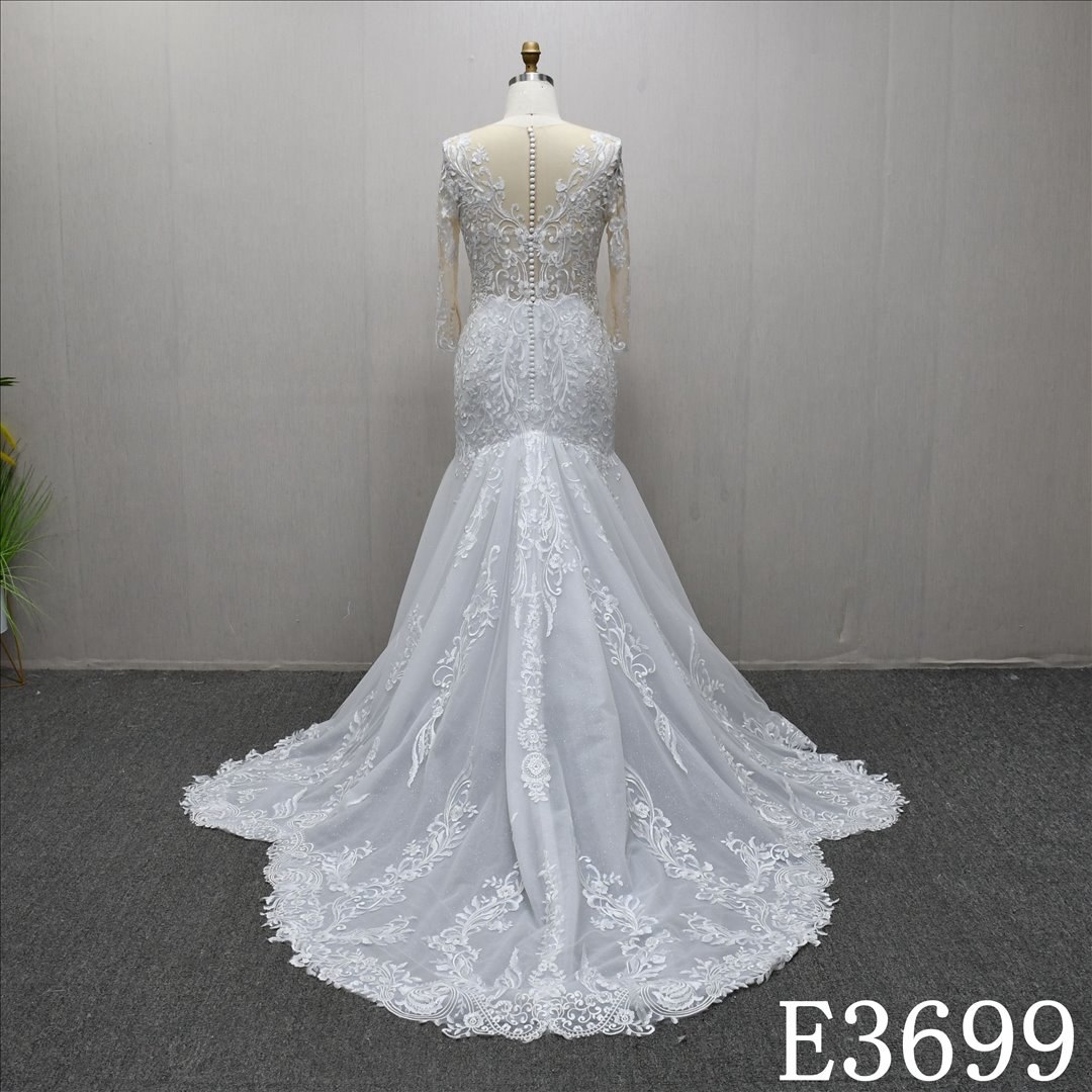 2025 Illusion Applique Sheath Mermaid Detachable Train Hot-selling Wedding Dress