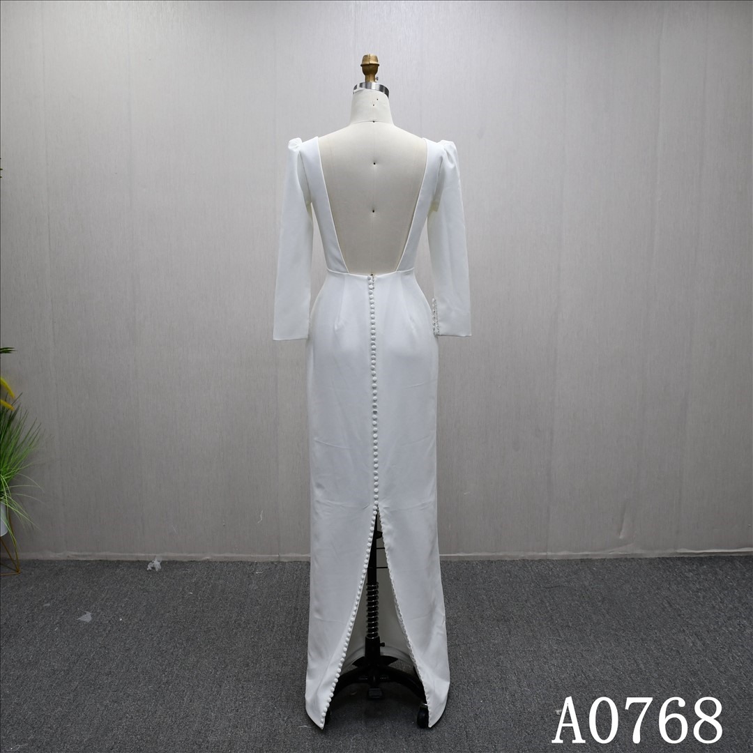 Elegant evening gown wedding dress, floor-length straight skirt