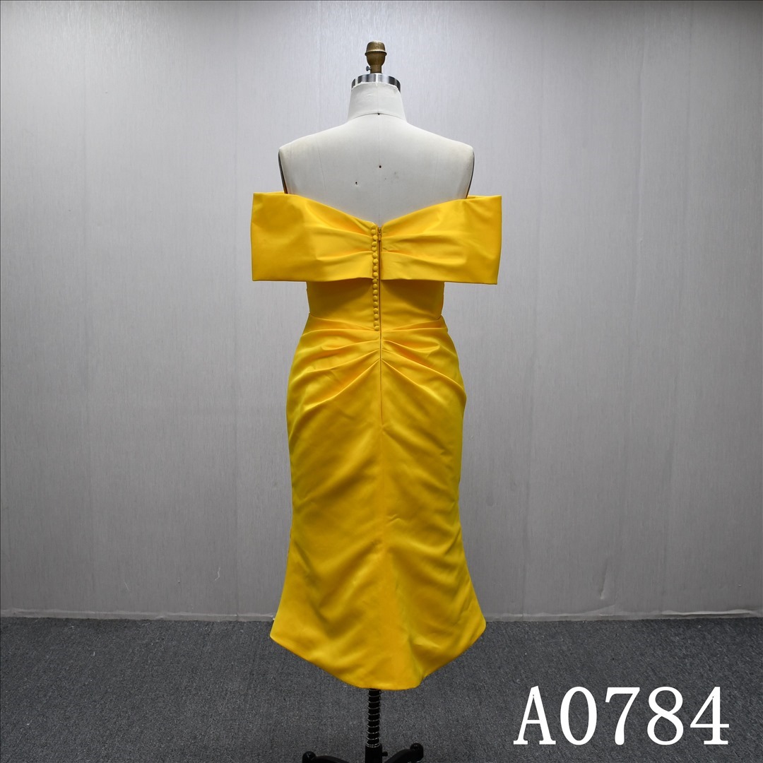 Beautiful yellow evening dress with v-neckline