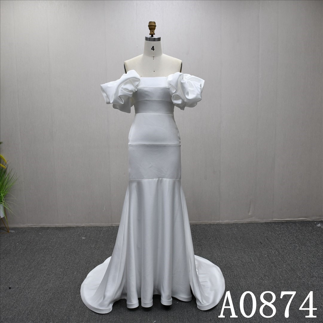 Elegant unique sleeve design mermaid skirt bridal gown