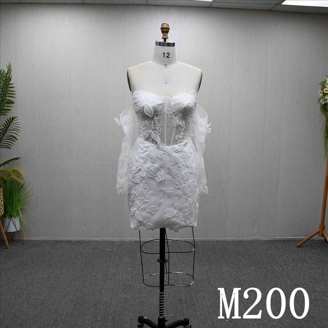 Unique design, stylish long sleeves, Mermaid short dress, evening gown, wedding dress