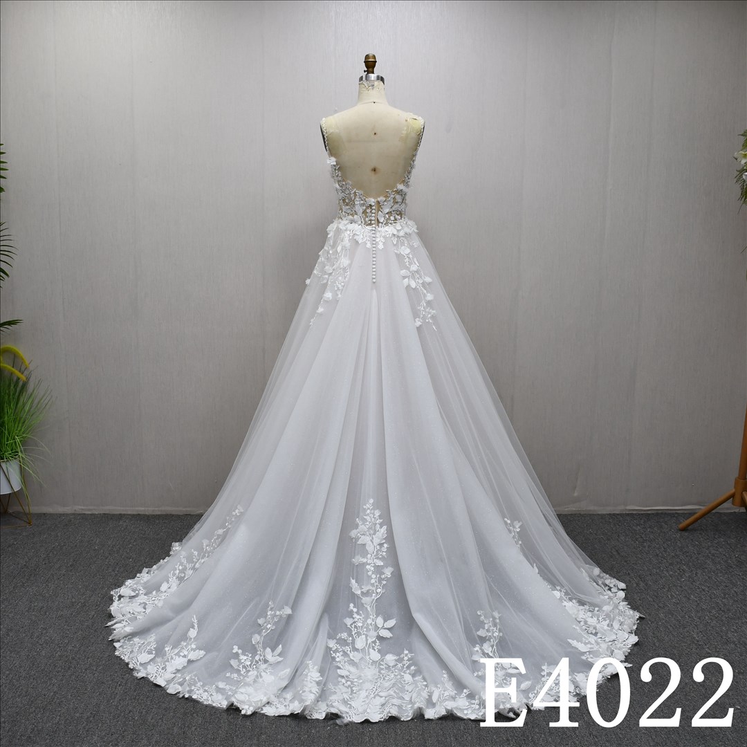 This best-selling A-line dress features a unique design with lace embellishments and a zippered button back.