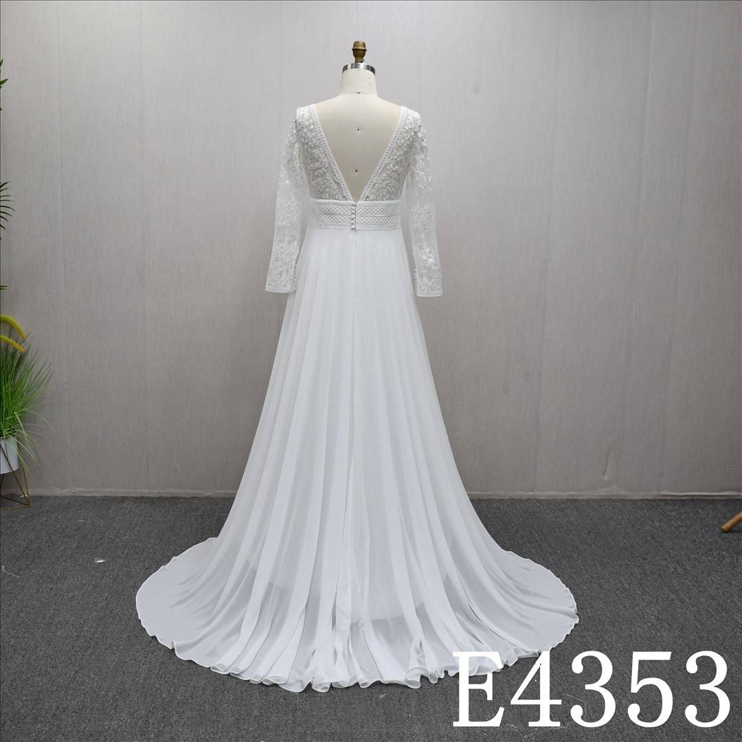 This Stain A-line V Neckline dress features a simple design with Lace flower