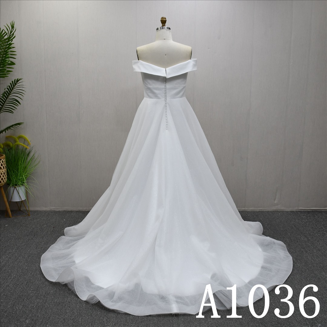 A-Line Off Shoulder dress features a simple design with Lace Flower